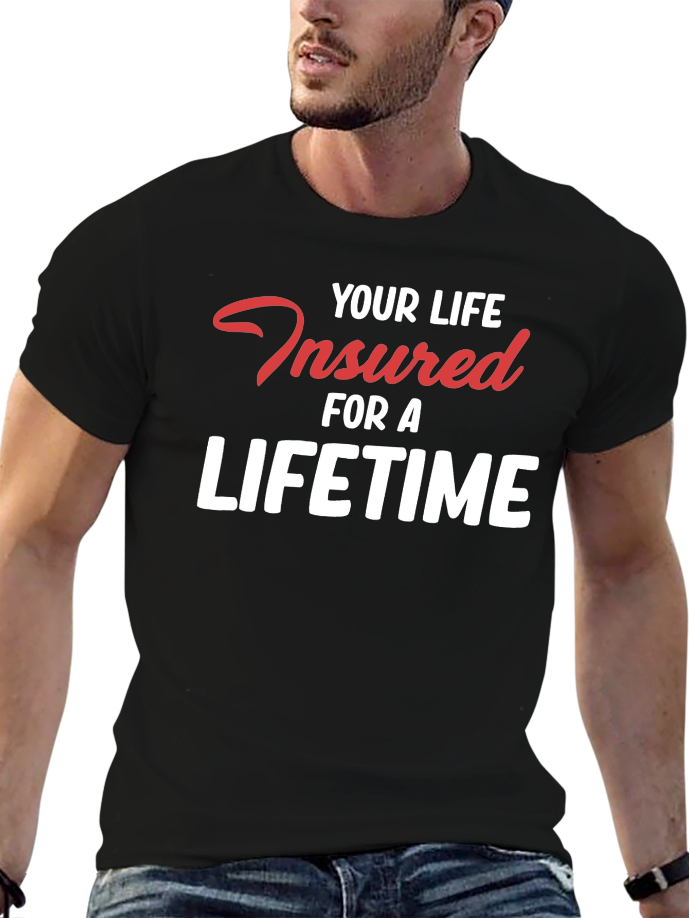 Insured For a Lifetime Graphic Tee - Black
