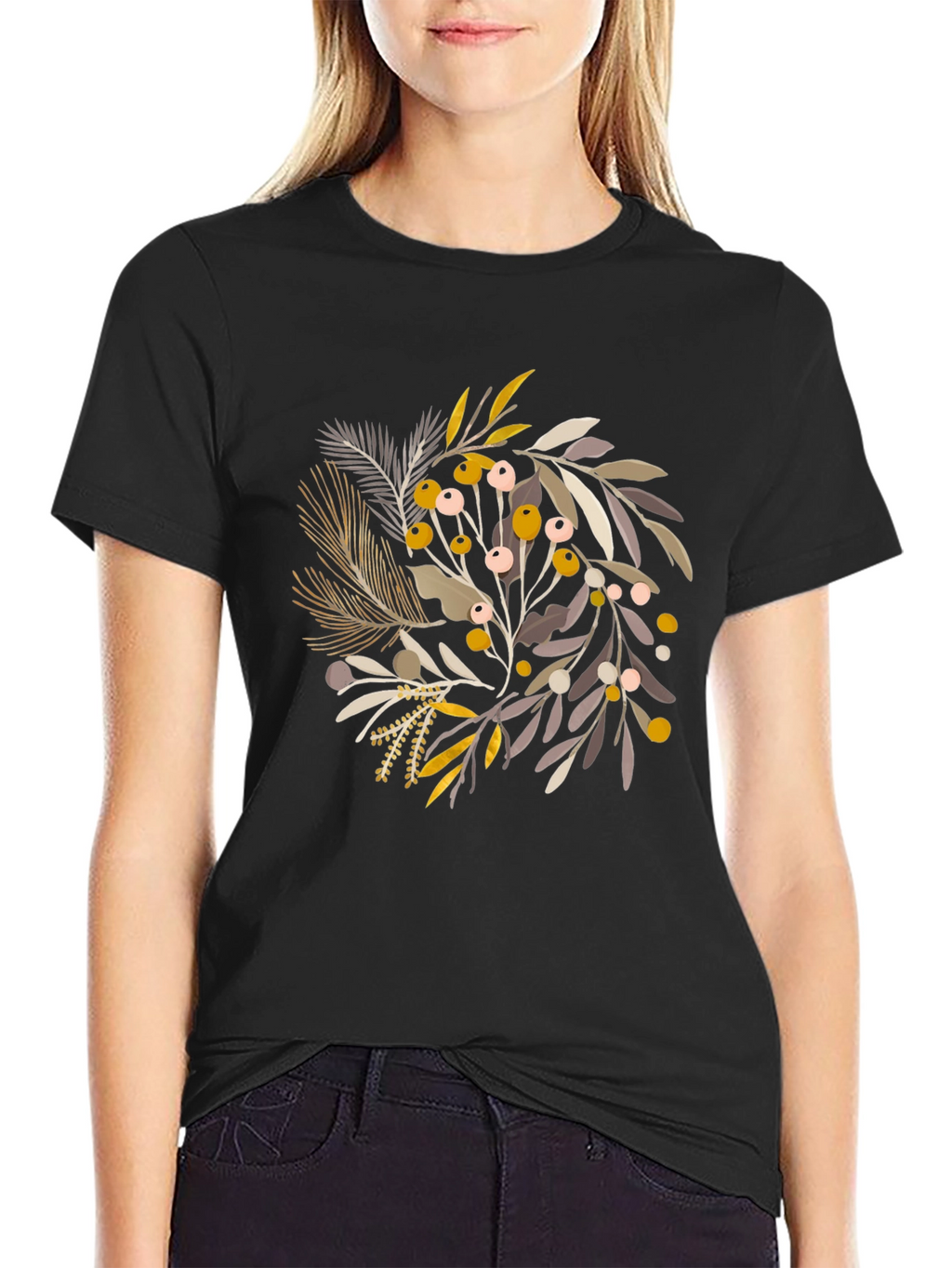 Botanical Graphic Black T-Shirt