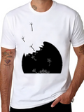 Dandelion Seed Head Graphic Print Black T-Shirt
