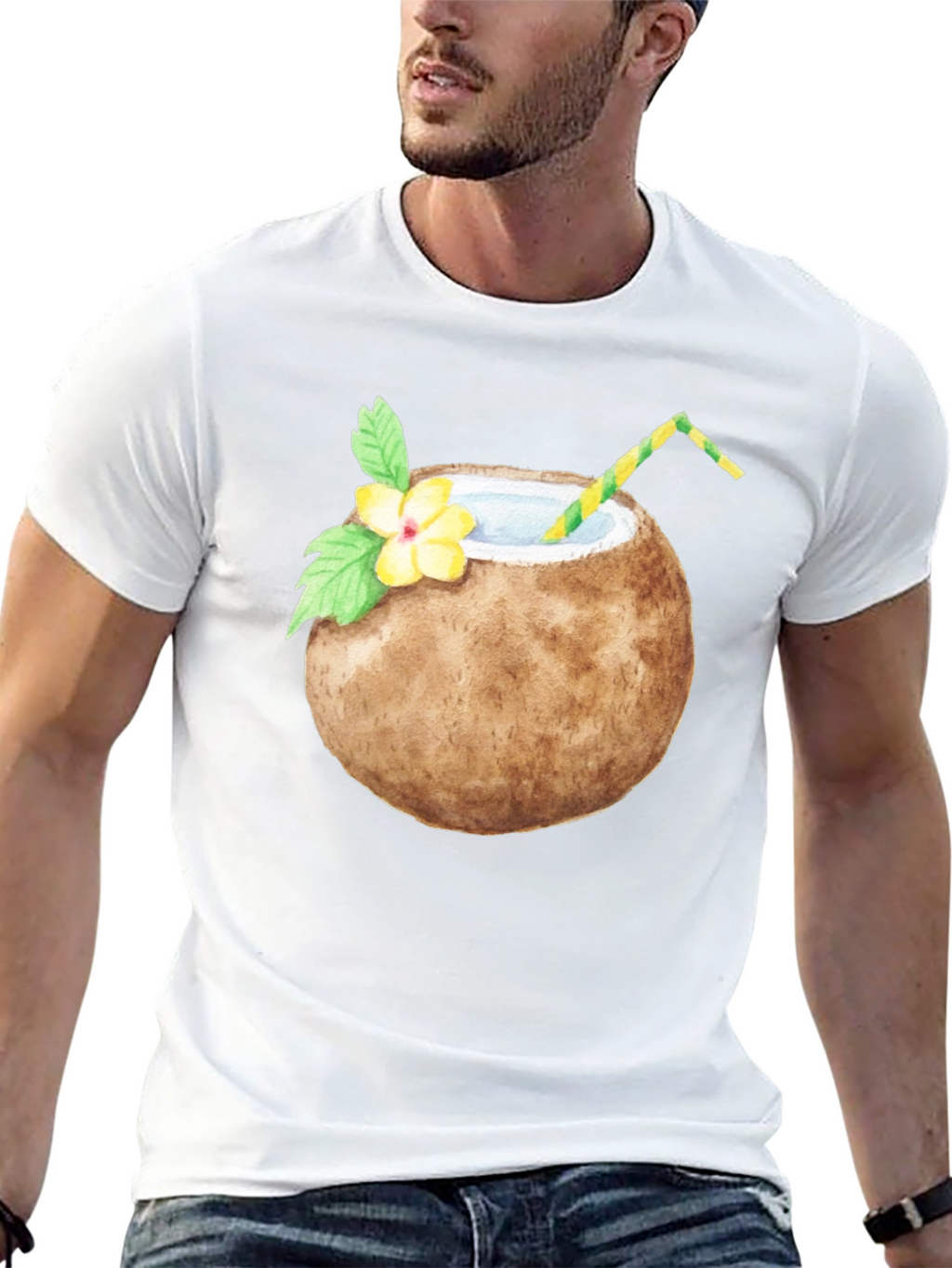 Coconut Drink Graphic Tee - Tropical T-Shirt