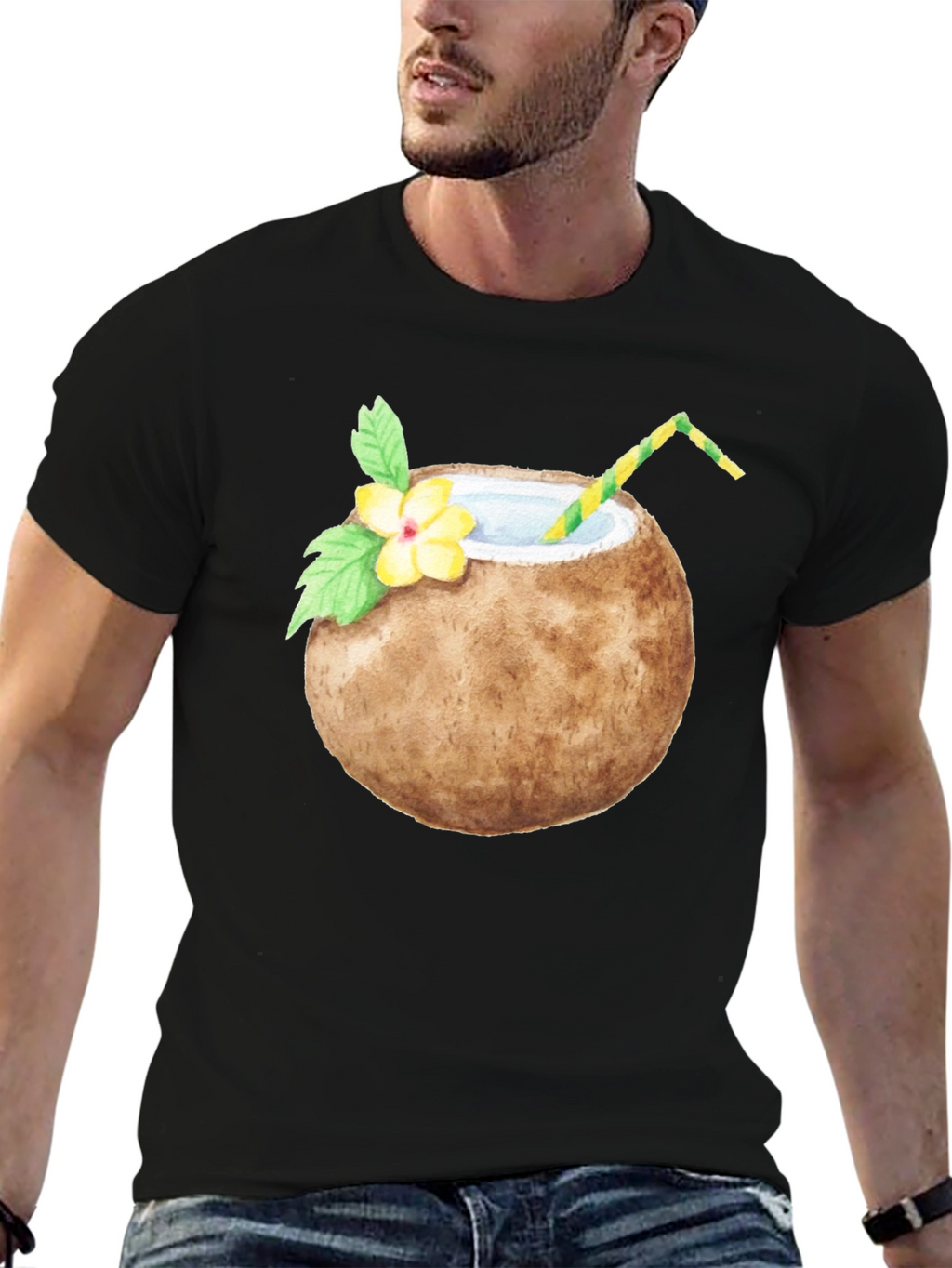 Coconut Drink Graphic Tee - Tropical T-Shirt