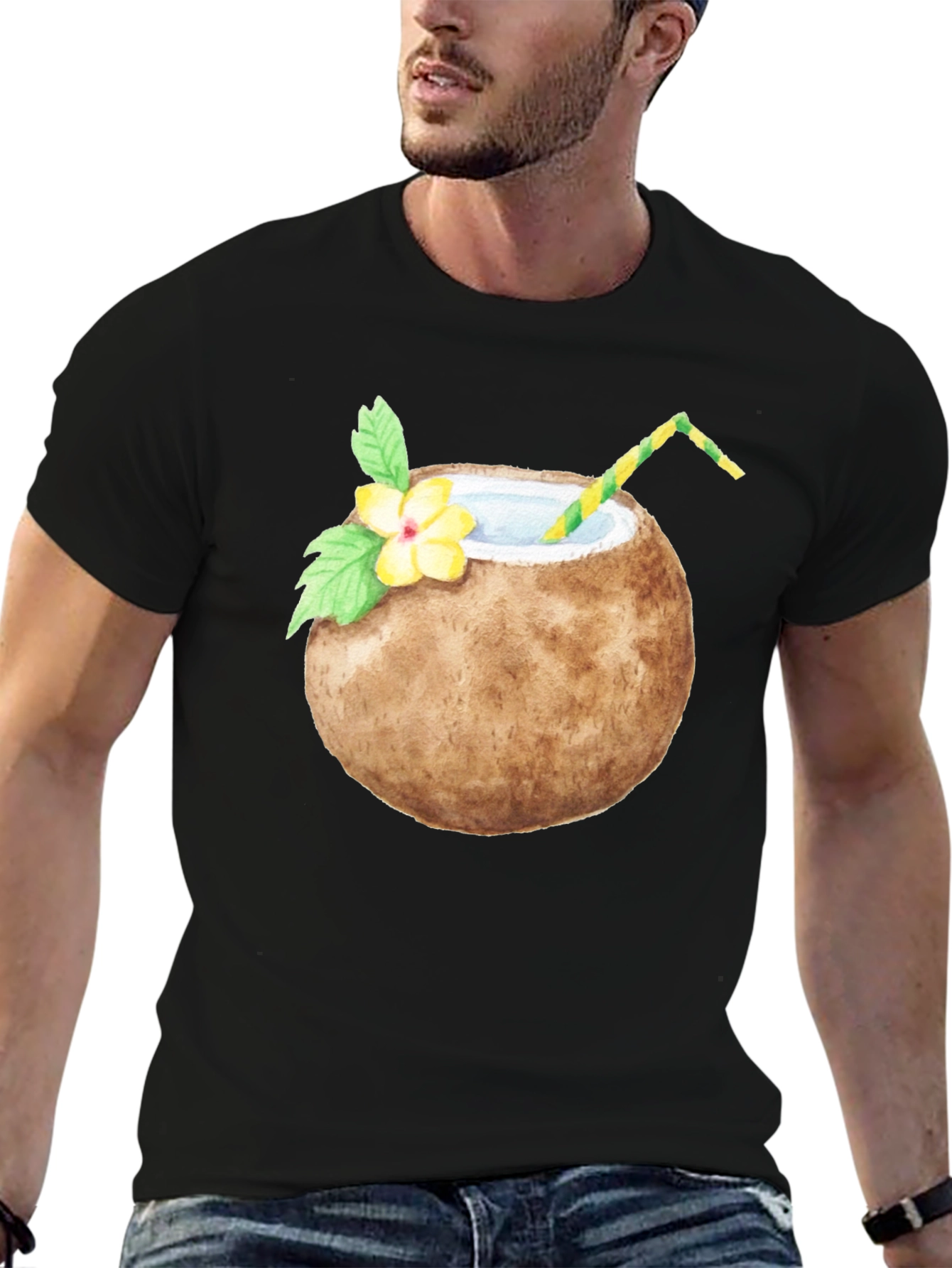 Coconut Drink Graphic Tee - Tropical T-Shirt