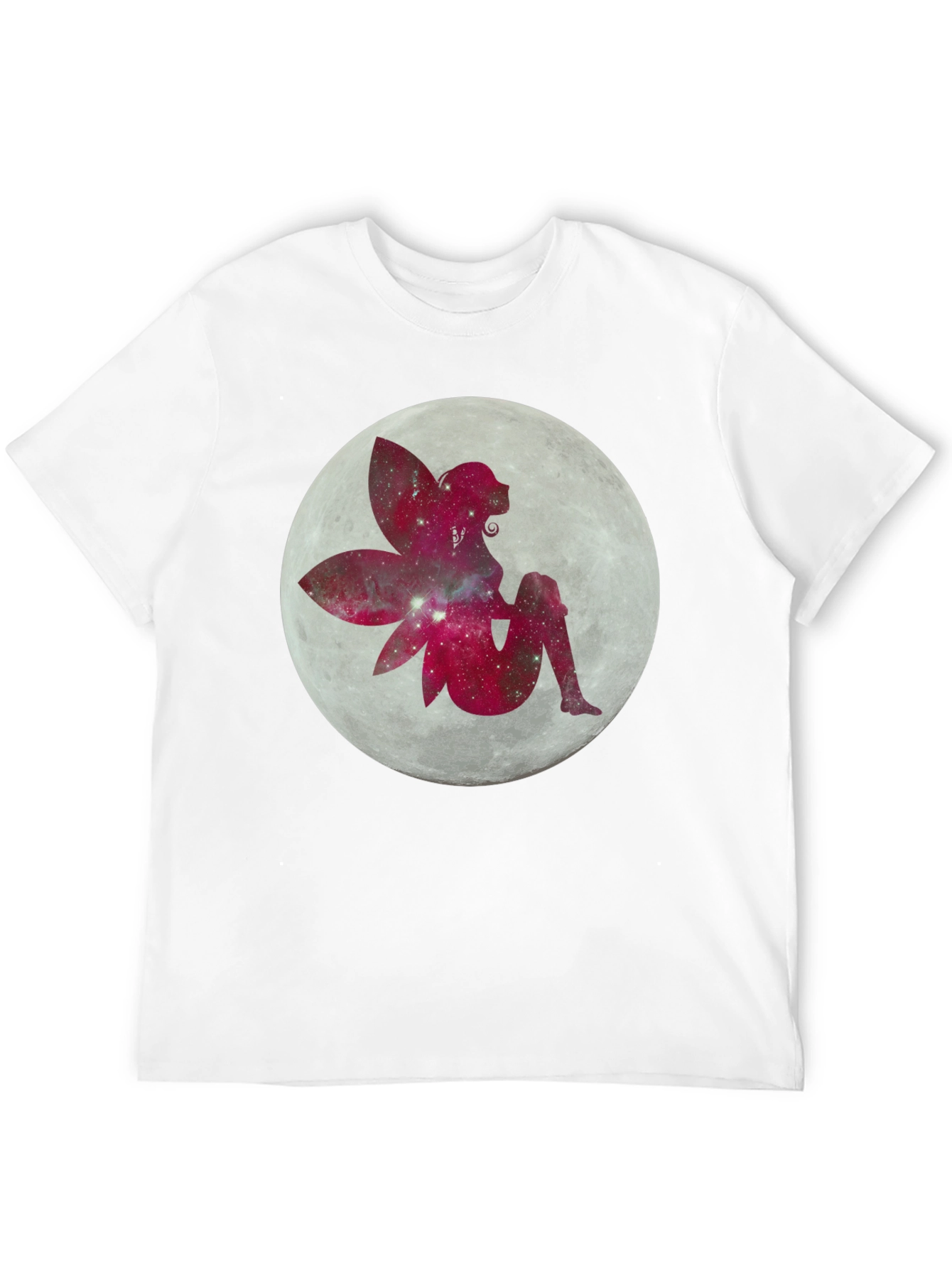 Fairy Moon Graphic Tee - Black Cotton Casual Shirt