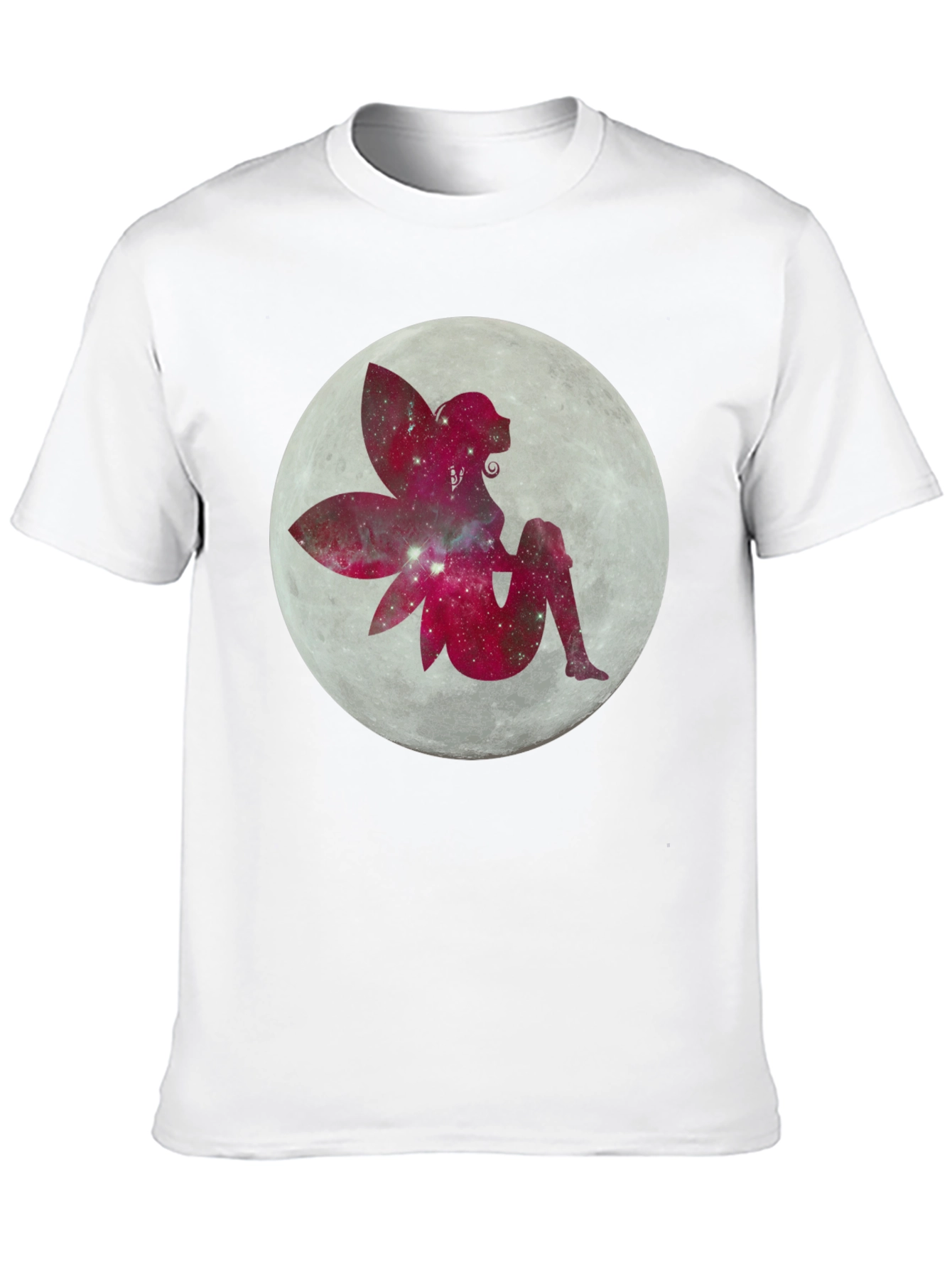 Fairy Moon Graphic Tee - Black Cotton Casual Shirt