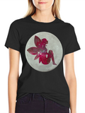 Fairy Moon Graphic Tee - Black Cotton Casual Shirt