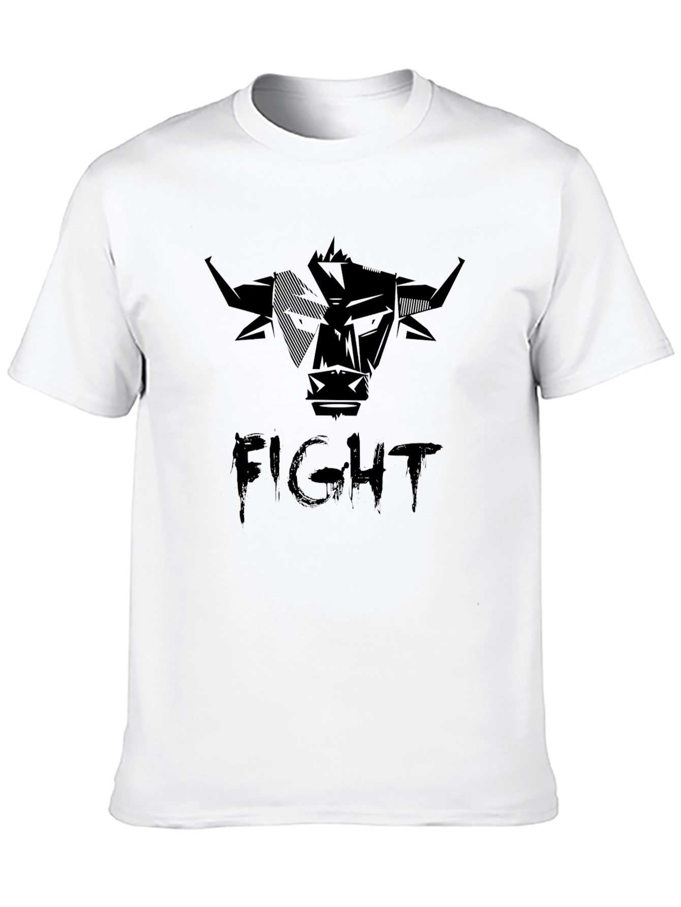 Mens Black Fight Bull Graphic Tee