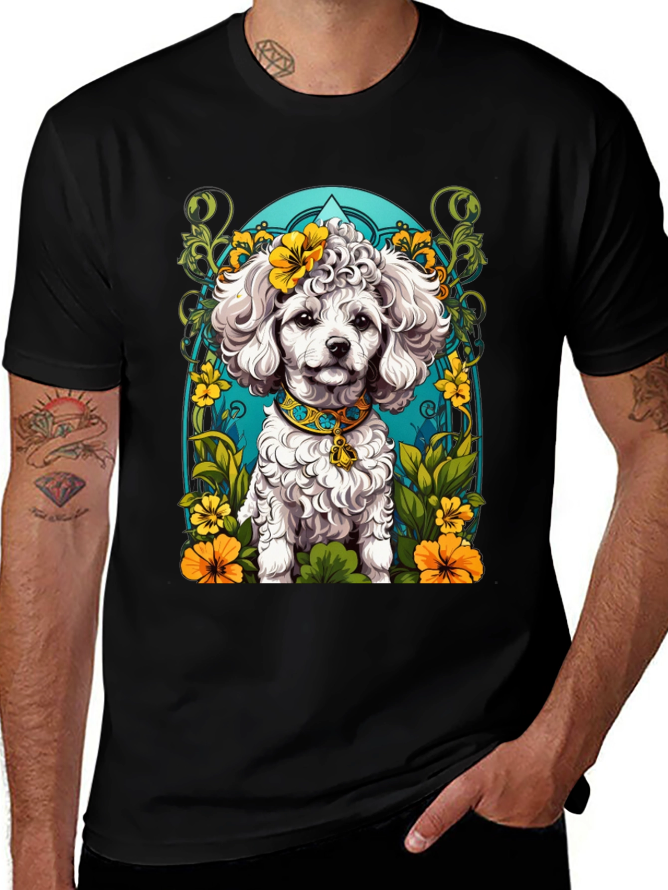 Dog Lover T-Shirt: Floral Poodle Design