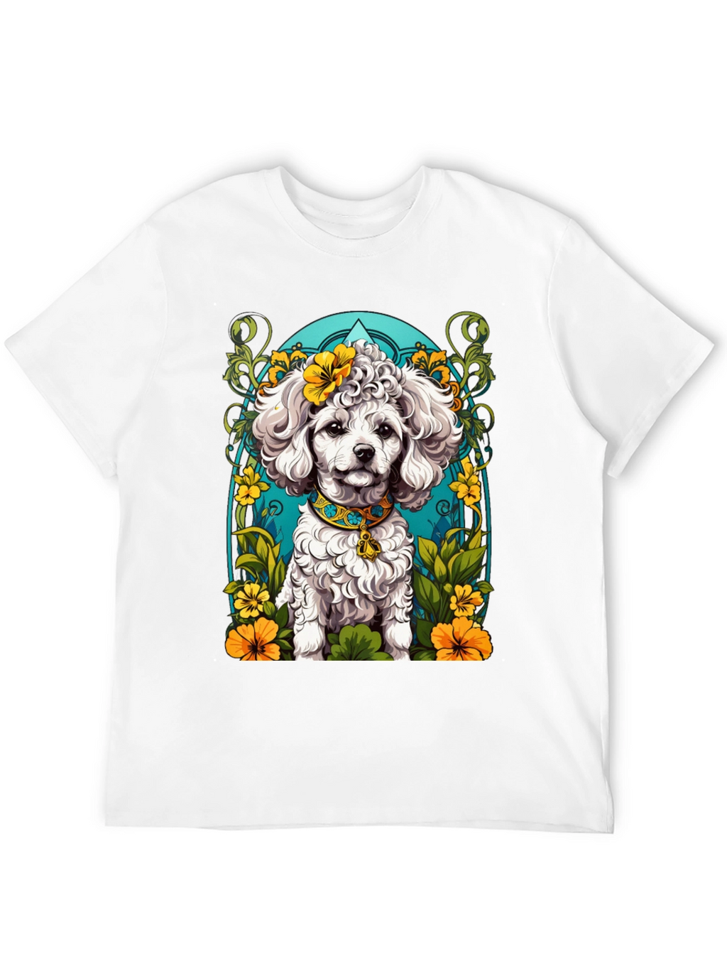 Dog Lover T-Shirt: Floral Poodle Design