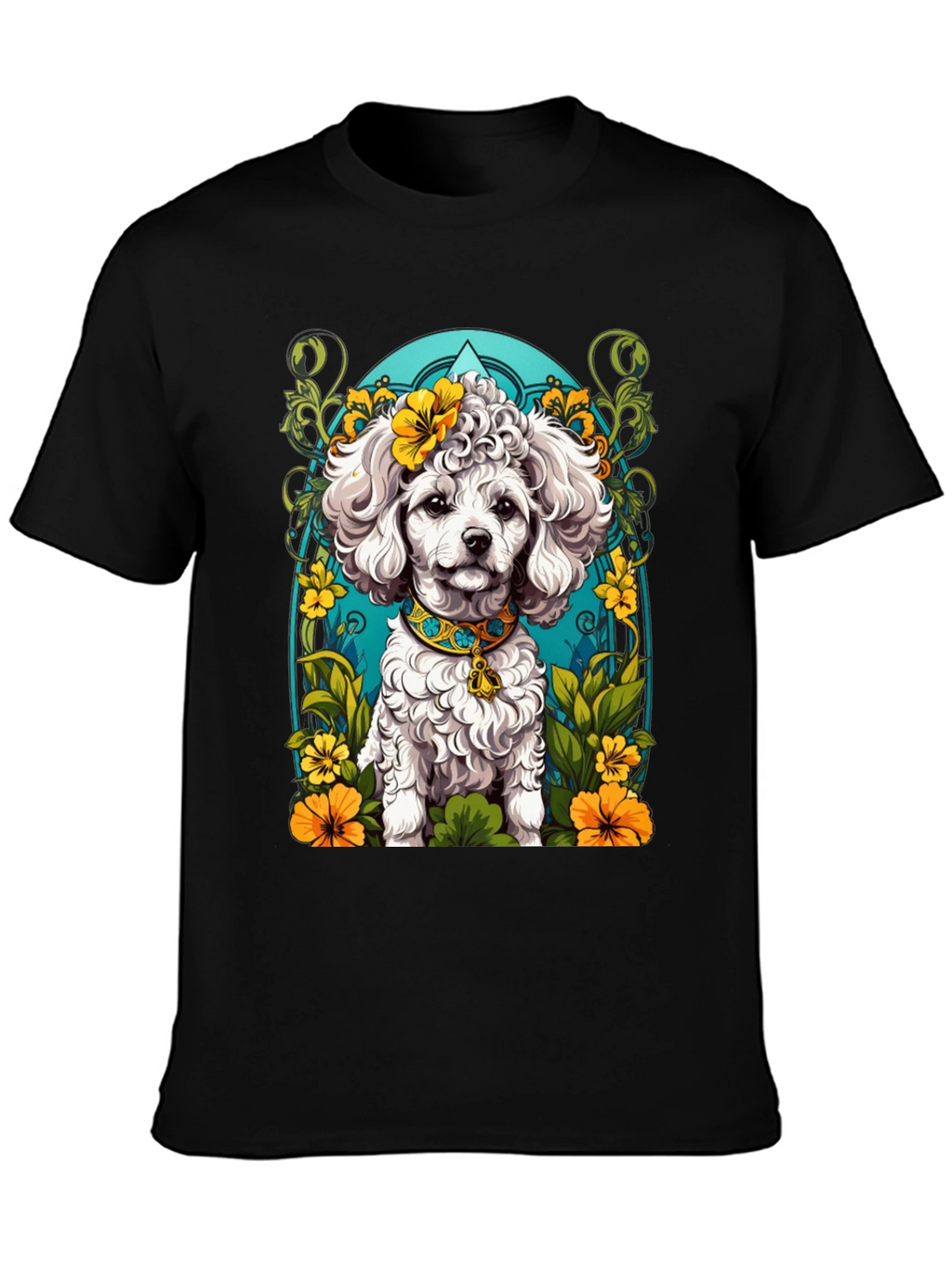 Dog Lover T-Shirt: Floral Poodle Design