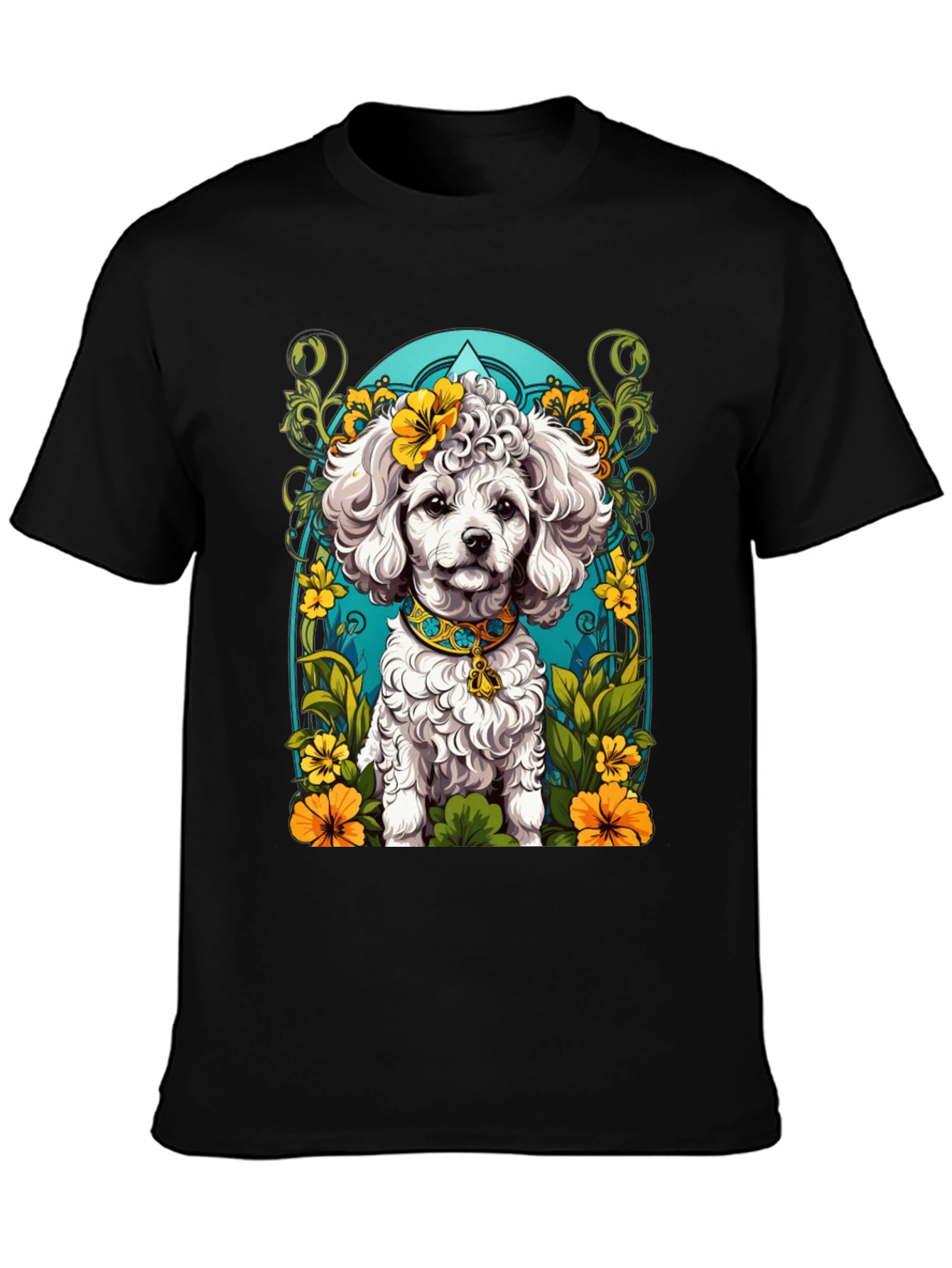 Dog Lover T-Shirt: Floral Poodle Design