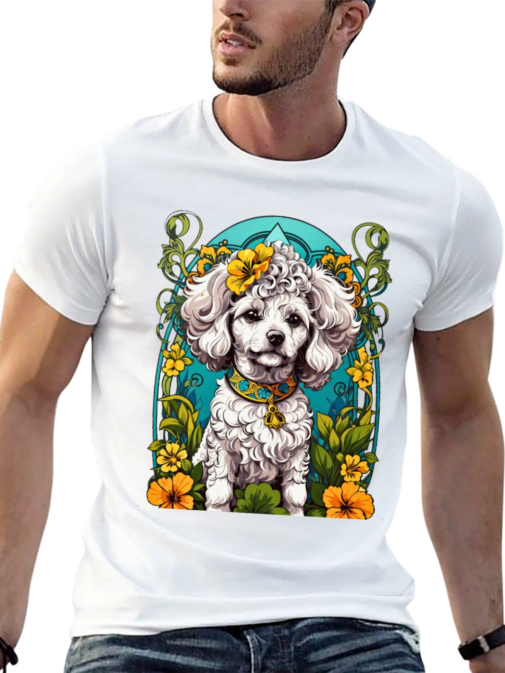 Dog Lover T-Shirt: Floral Poodle Design