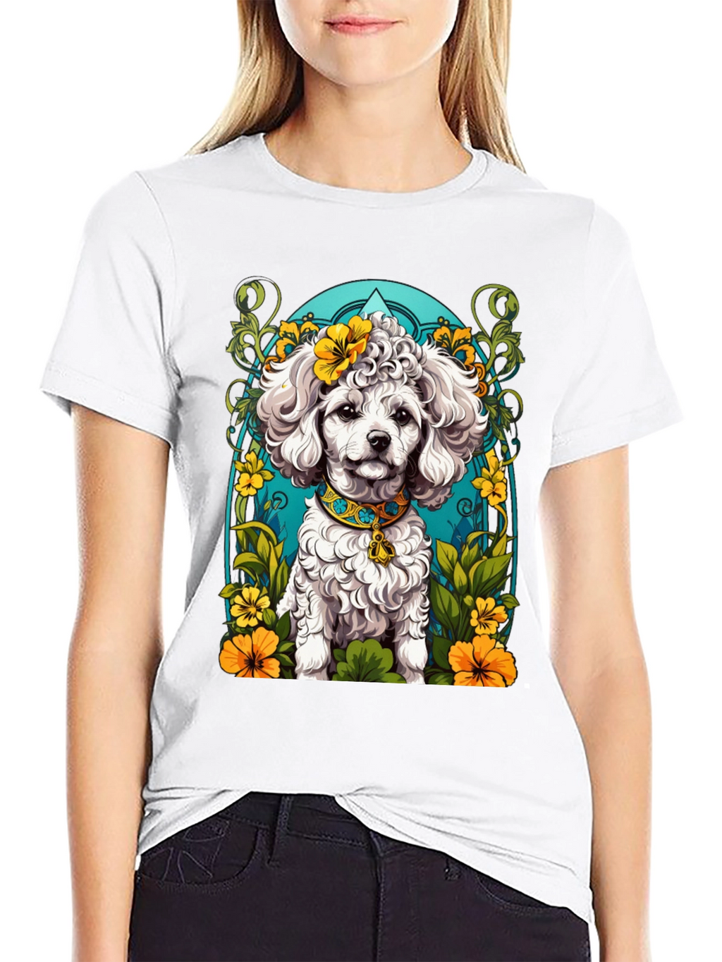 Dog Lover T-Shirt: Floral Poodle Design