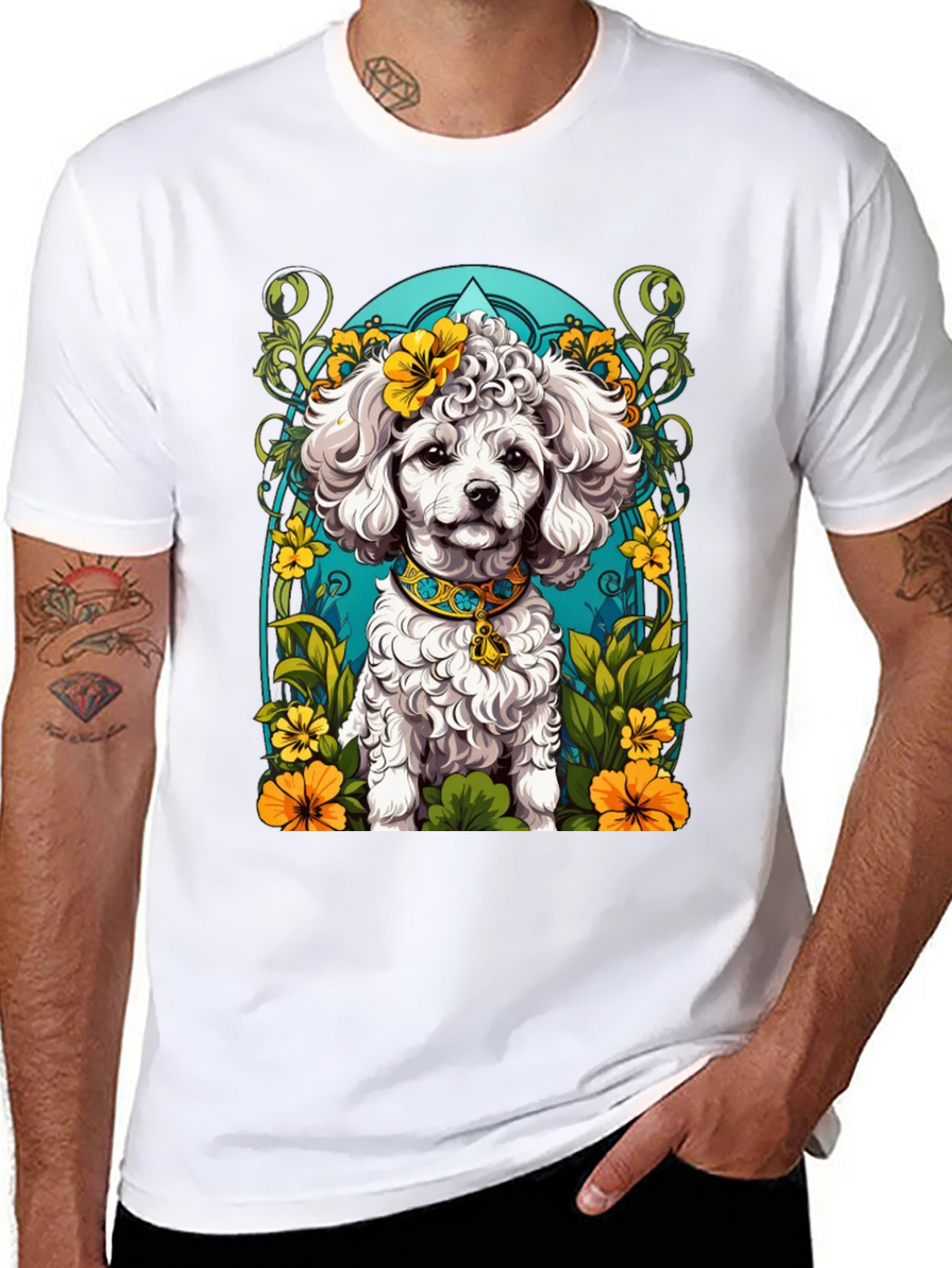 Dog Lover T-Shirt: Floral Poodle Design