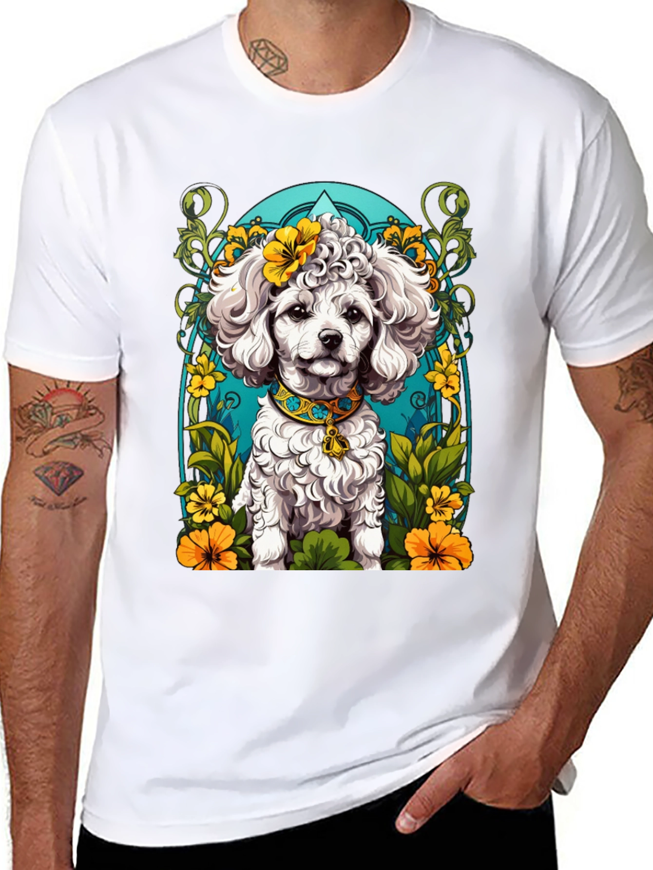 Dog Lover T-Shirt: Floral Poodle Design