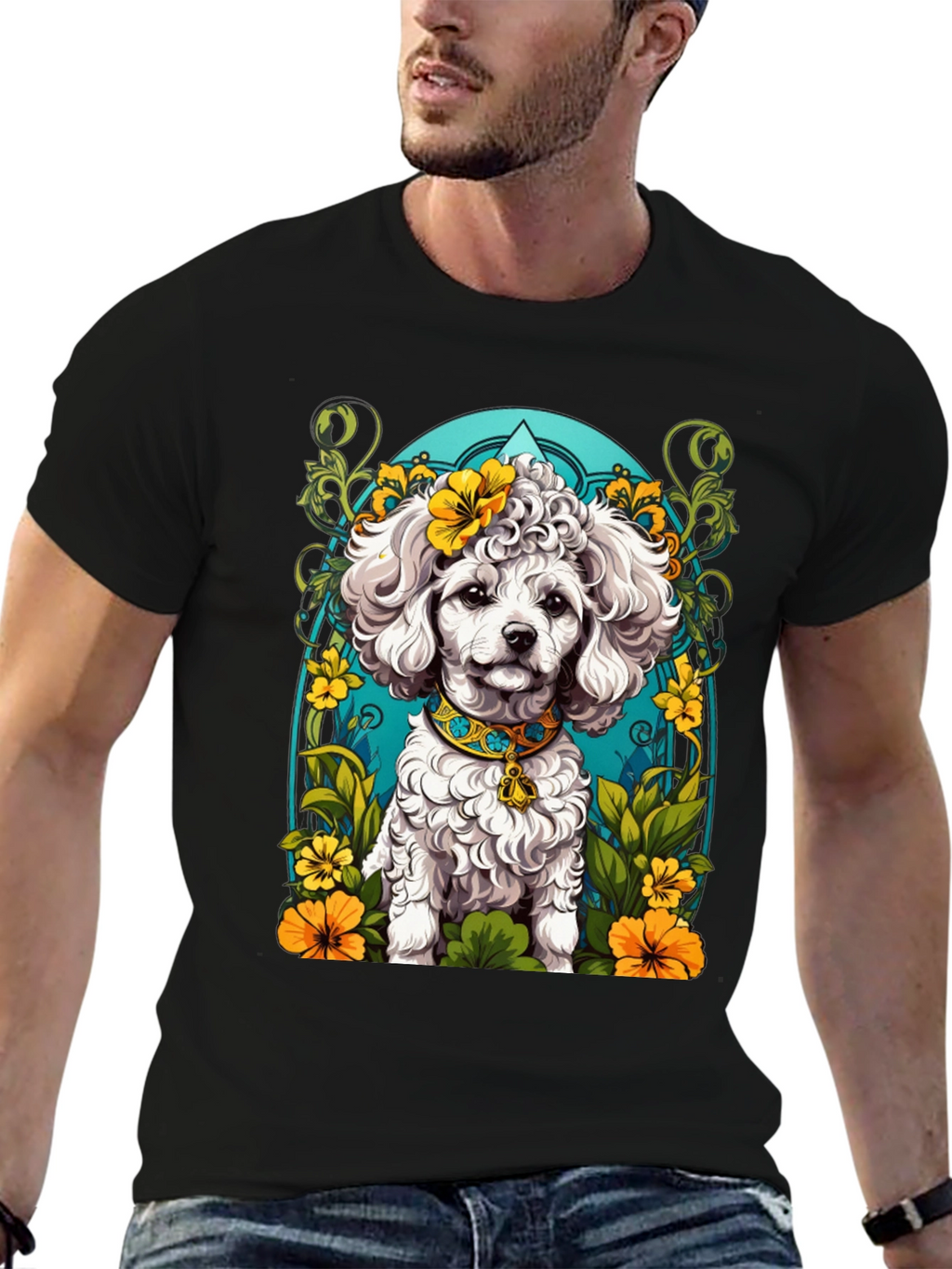 Dog Lover T-Shirt: Floral Poodle Design