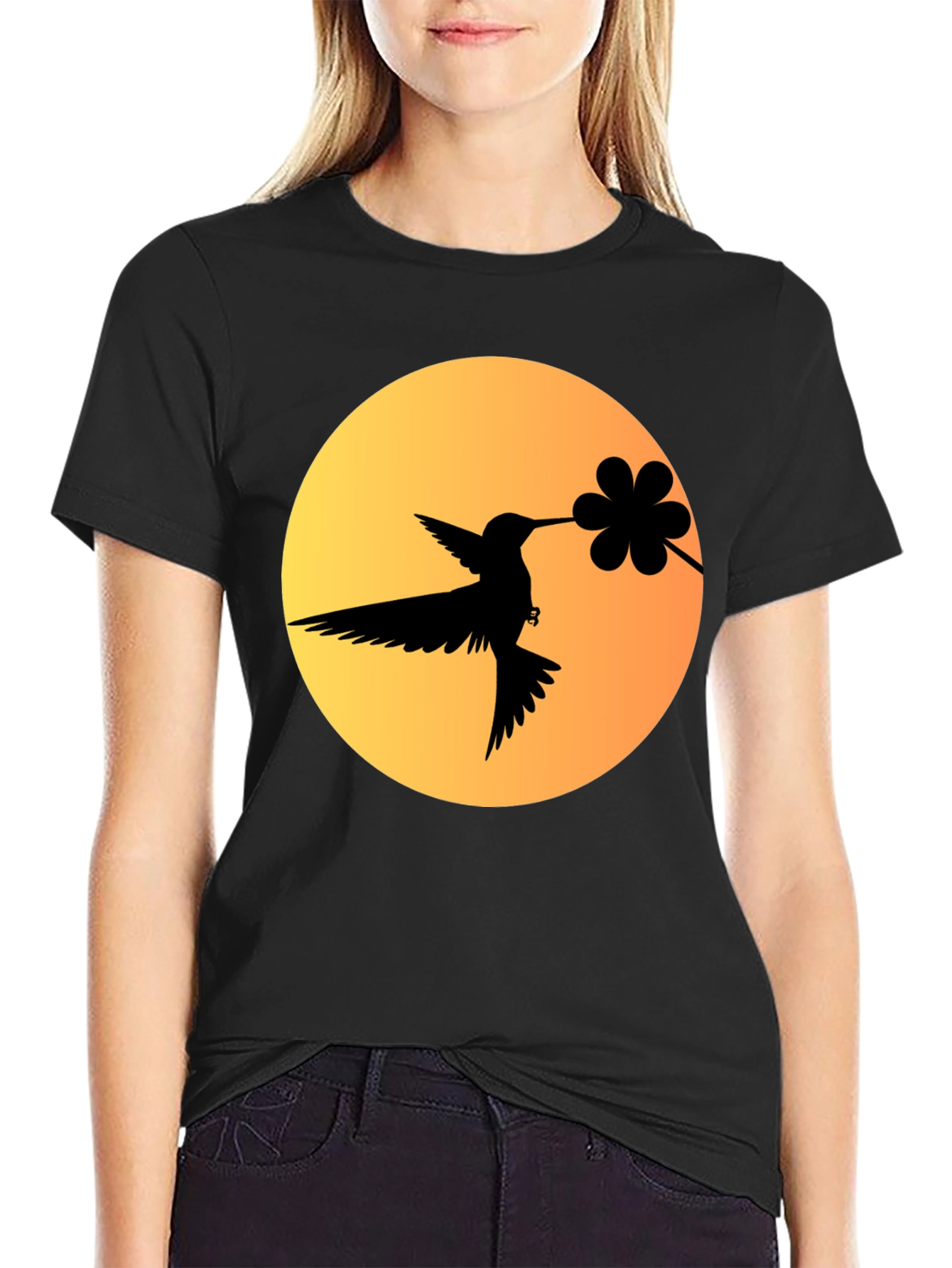 Hummingbird & Flower Graphic Tee