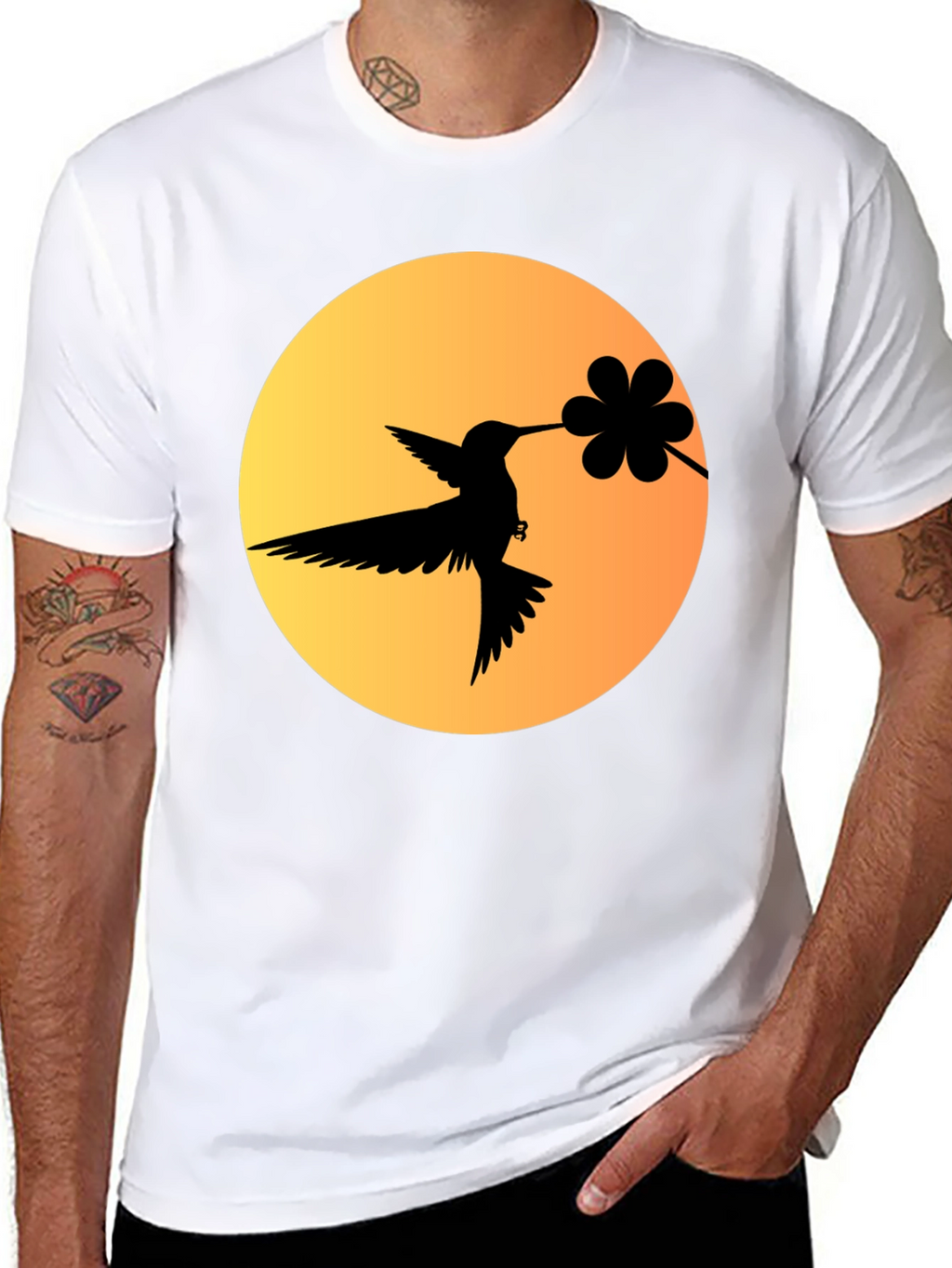 Hummingbird & Flower Graphic Tee