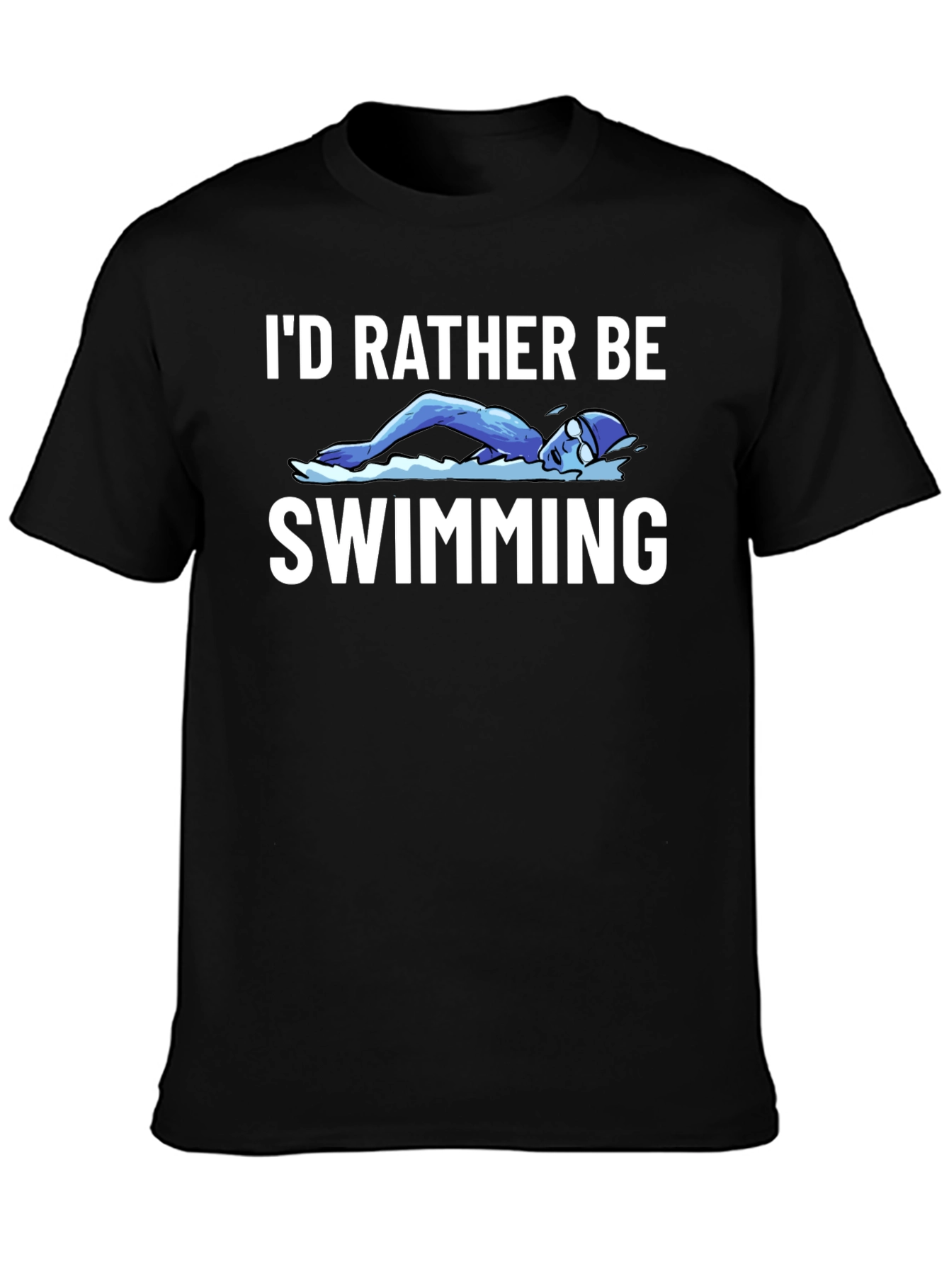 Id Rather Be Swimming Black T-Shirt