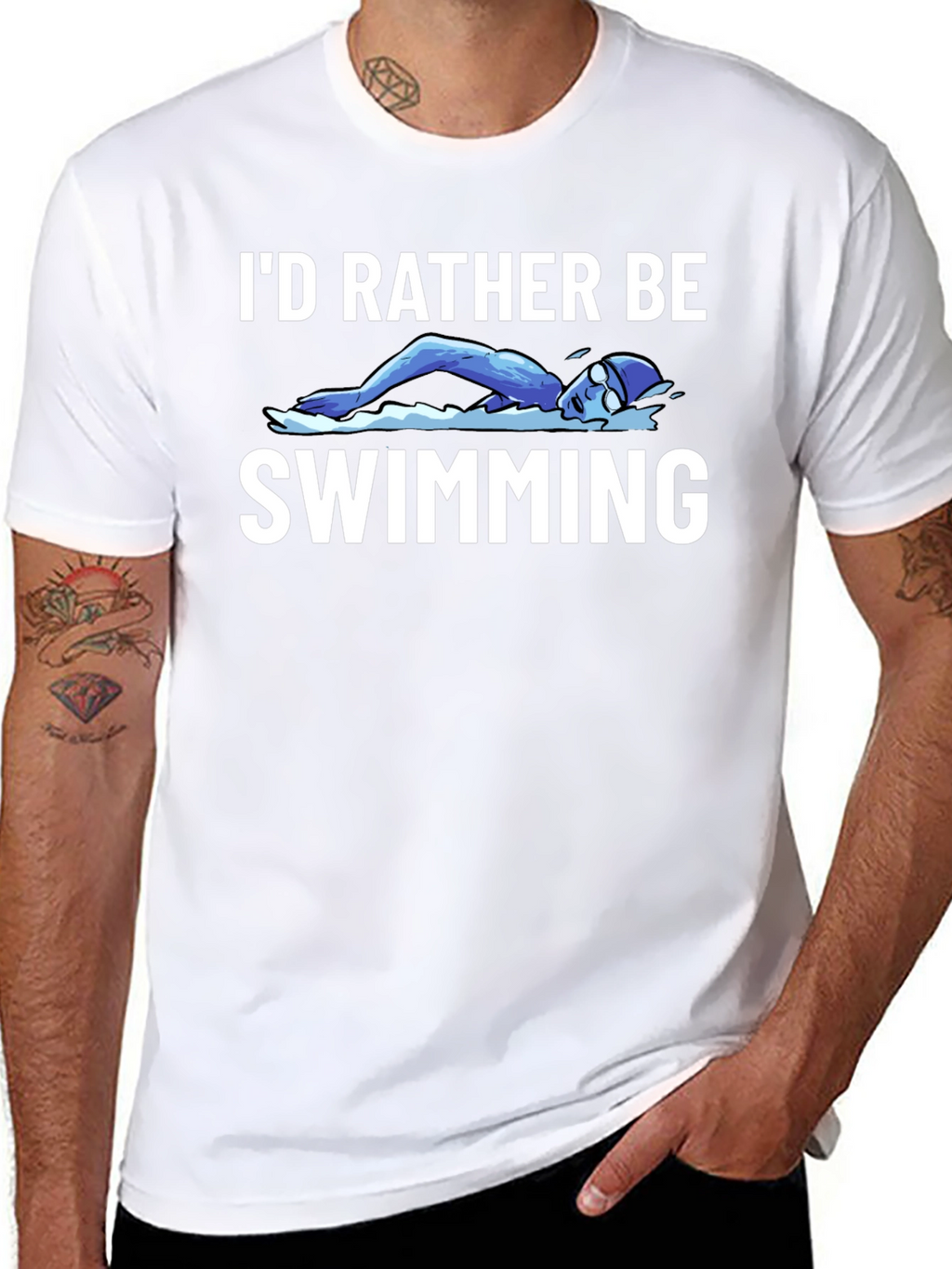 Id Rather Be Swimming Black T-Shirt