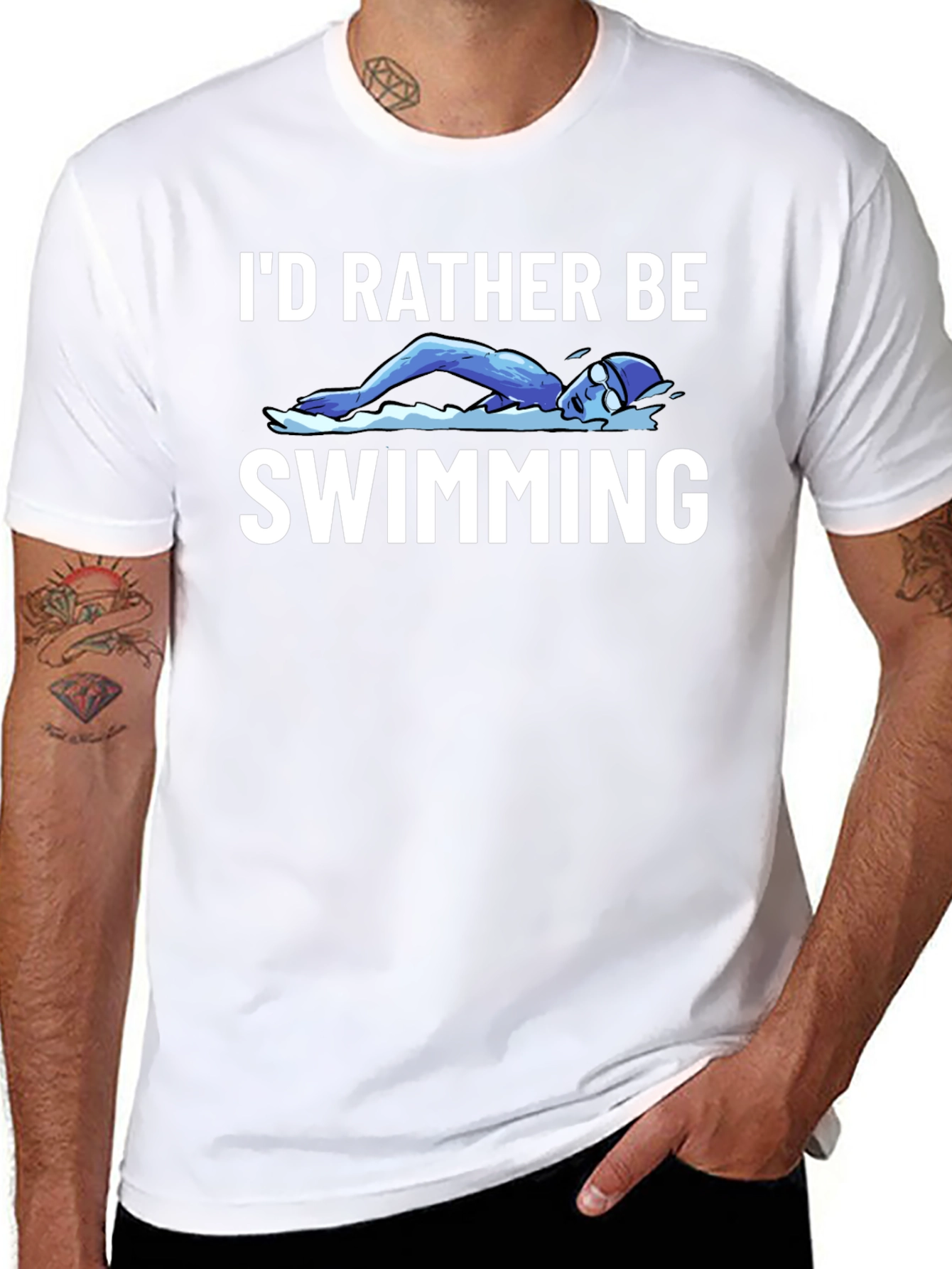 Id Rather Be Swimming Black T-Shirt