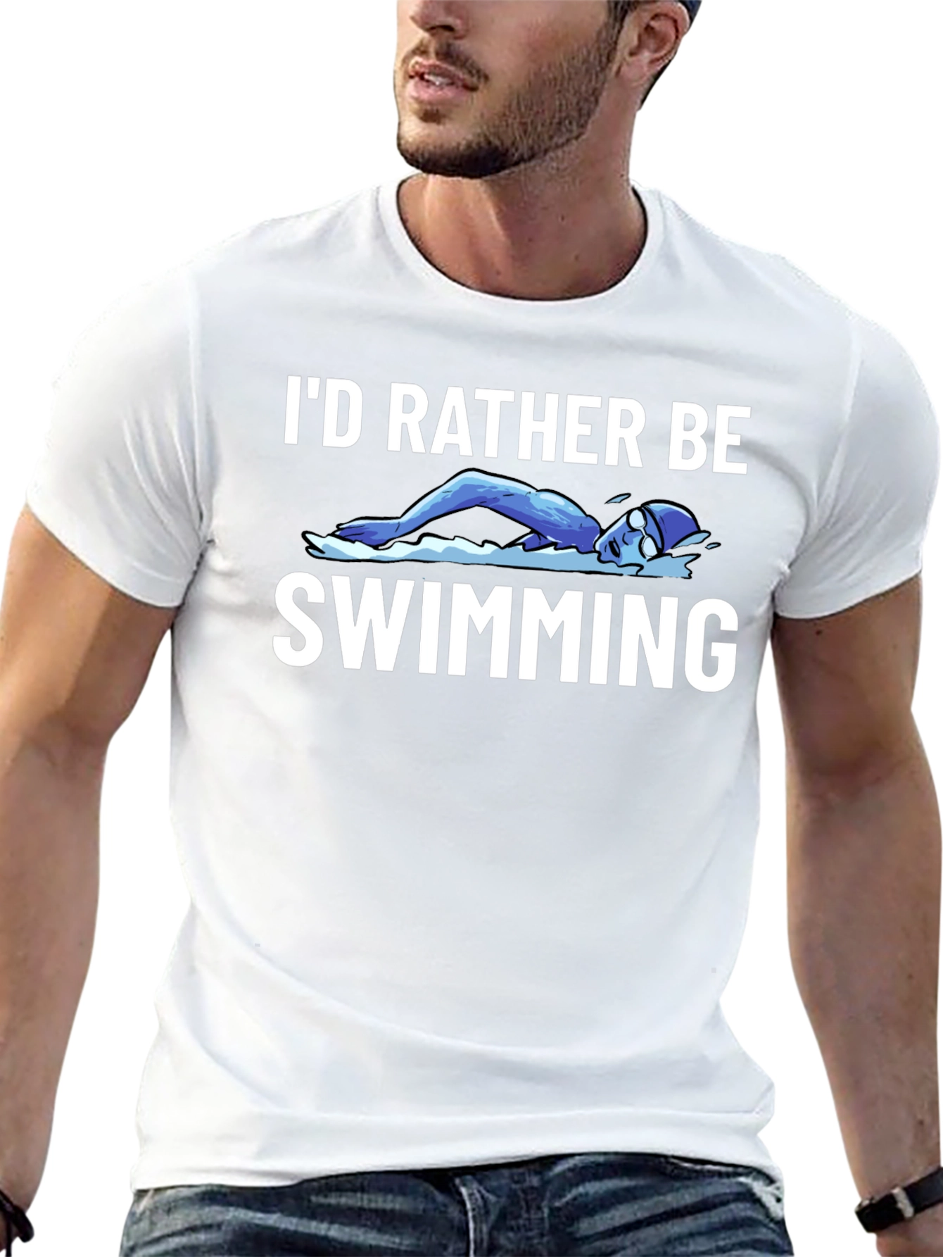 Id Rather Be Swimming Black T-Shirt