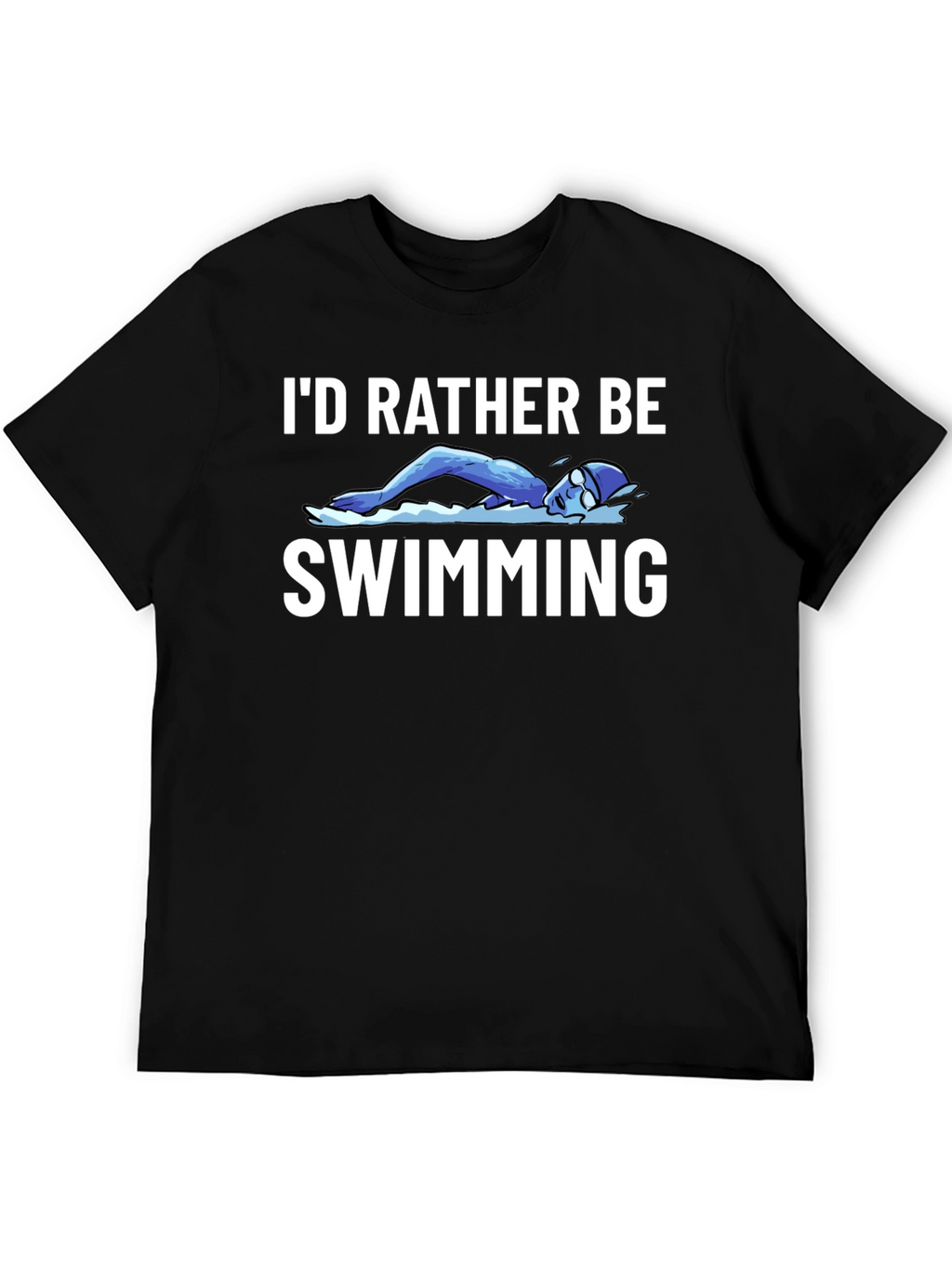 Id Rather Be Swimming Black T-Shirt