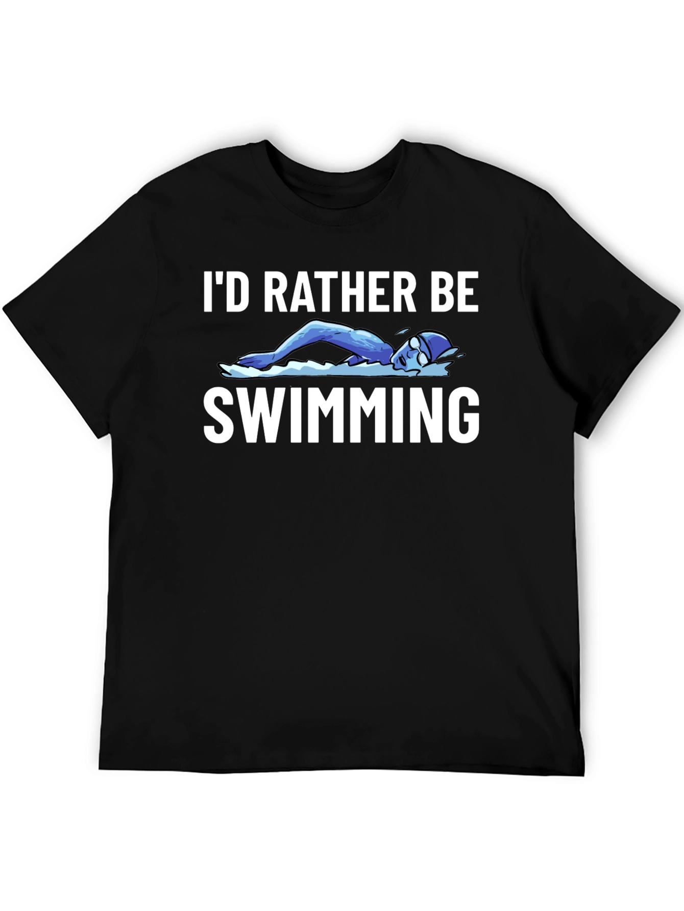 Id Rather Be Swimming Black T-Shirt