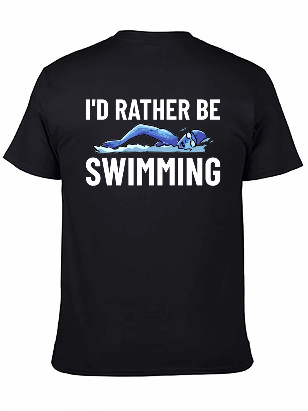 Id Rather Be Swimming Black T-Shirt