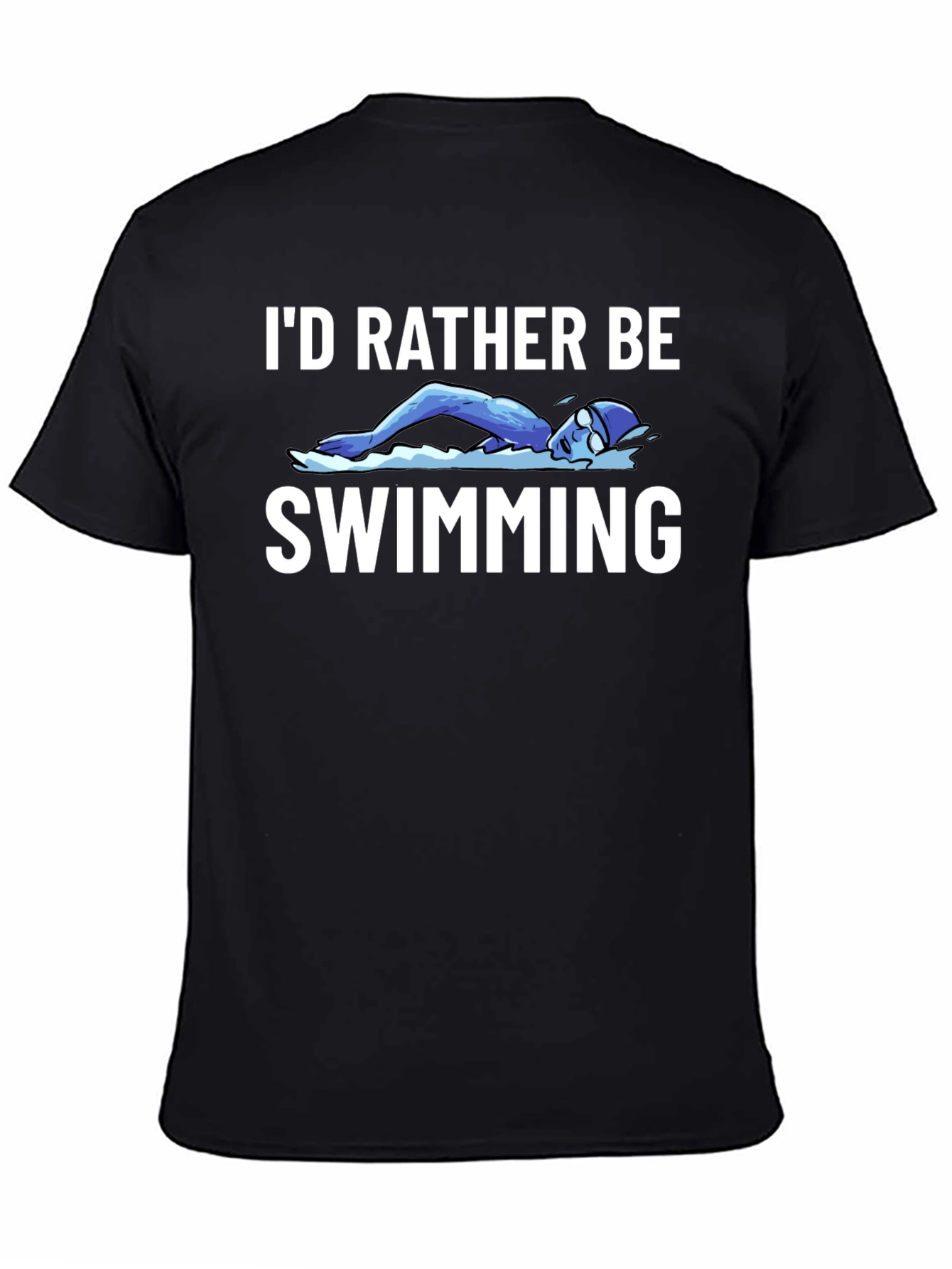 Id Rather Be Swimming Black T-Shirt