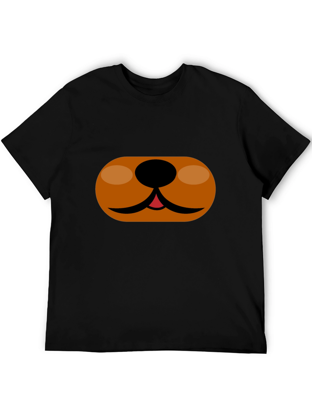 Cartoon Dog Face T-Shirt - Black Cotton Tee