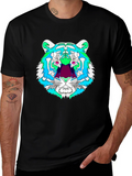 Vibrant Tiger Graphic Tee - Mens Black T-Shirt