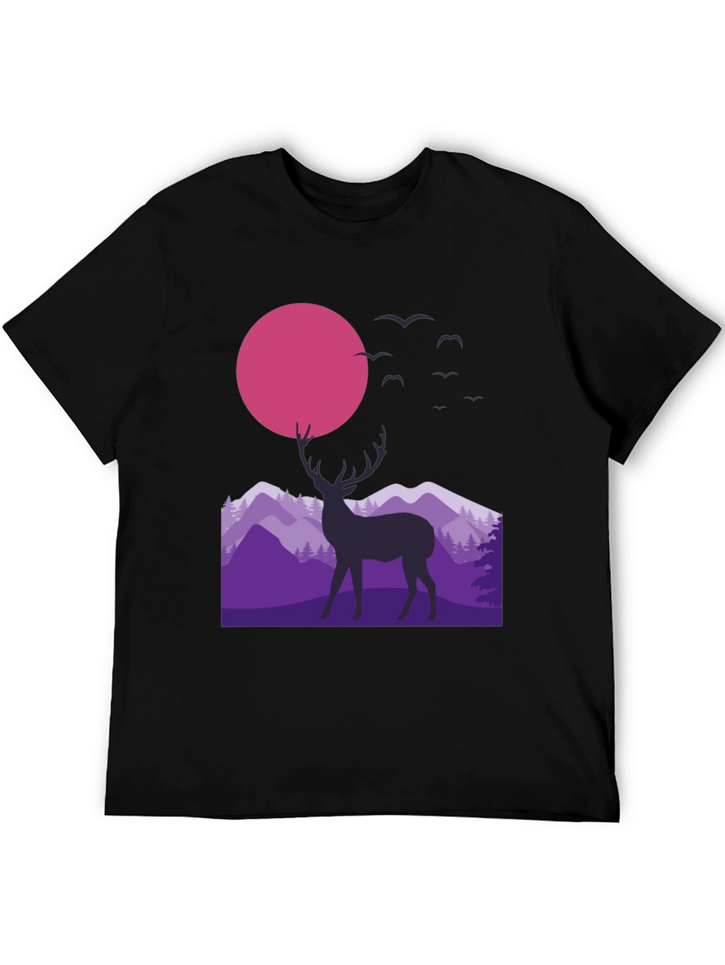 Deer Silhouette T-Shirt - Mountain Sunset Graphic Tee