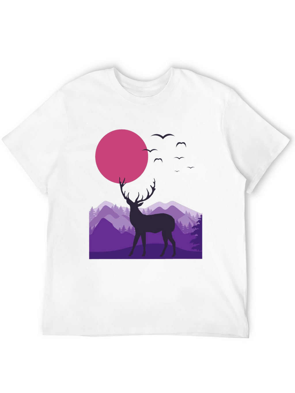 Deer Silhouette T-Shirt - Mountain Sunset Graphic Tee