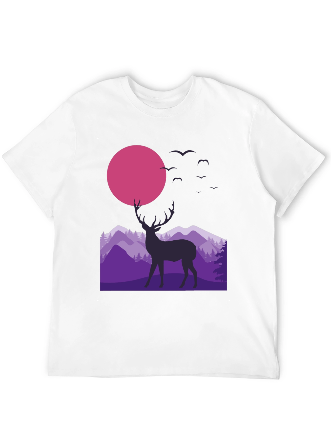 Deer Silhouette T-Shirt - Mountain Sunset Graphic Tee