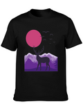 Deer Silhouette T-Shirt - Mountain Sunset Graphic Tee
