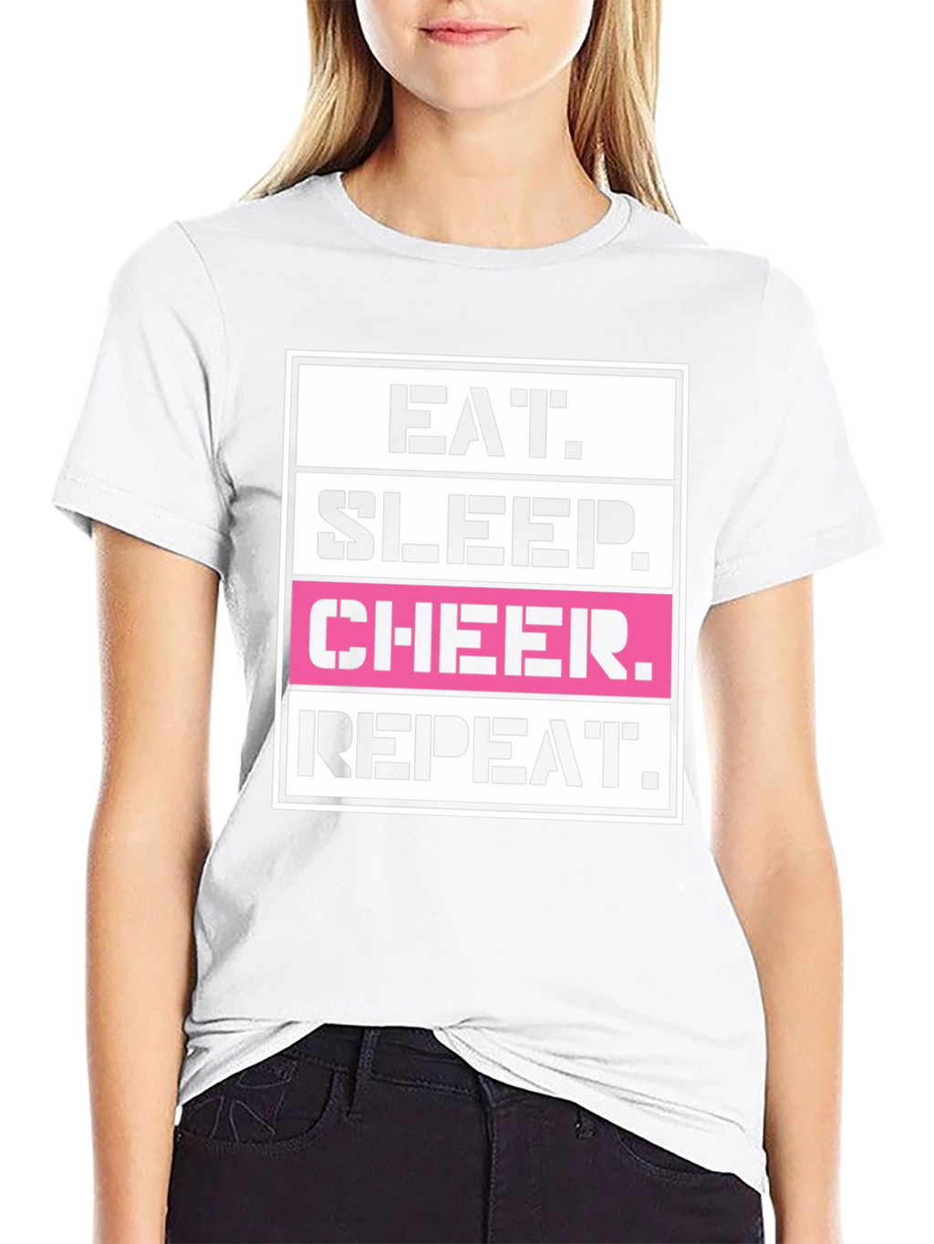 Eat Sleep Cheer Repeat Graphic T-Shirt