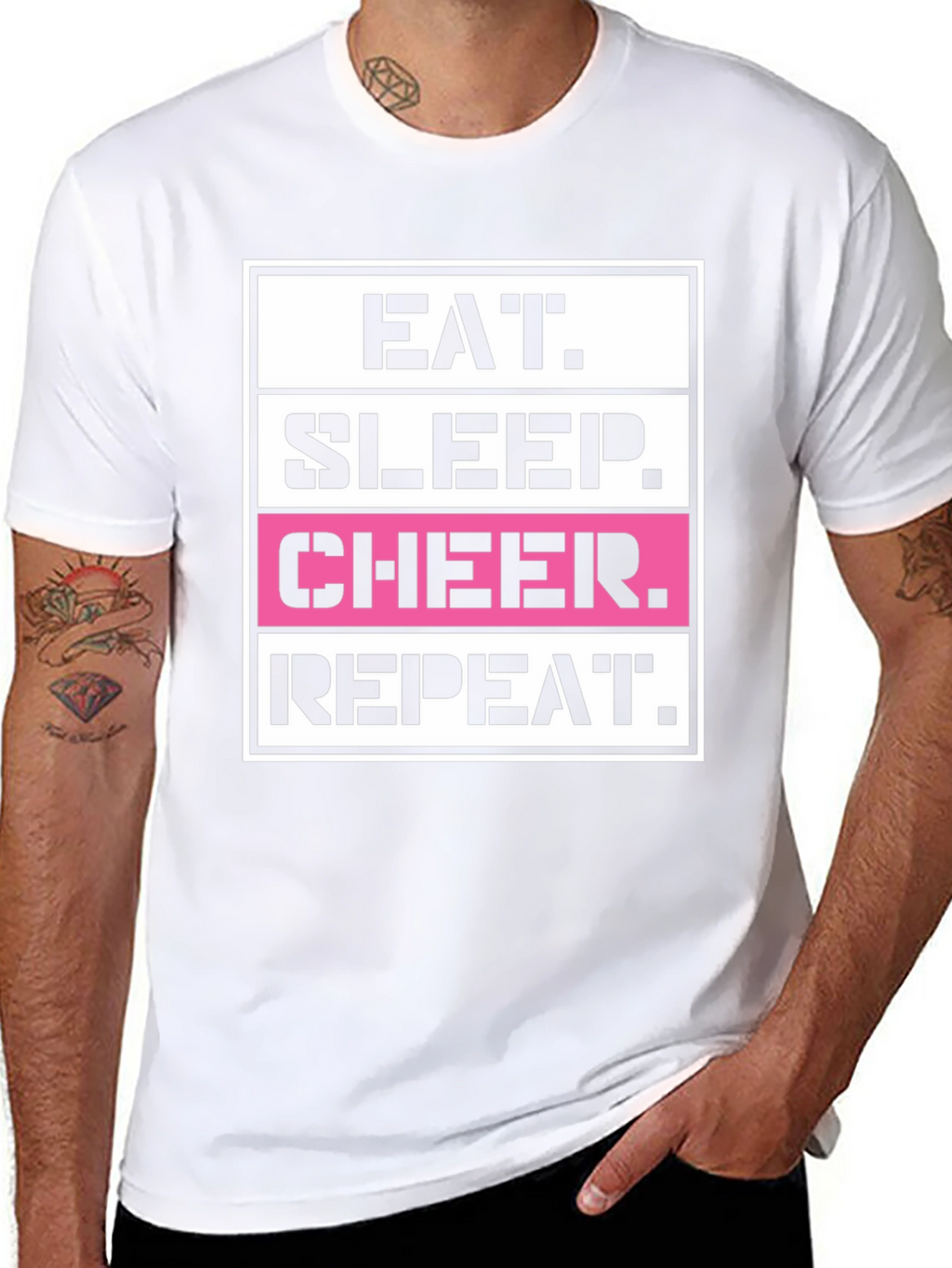 Eat Sleep Cheer Repeat Graphic T-Shirt