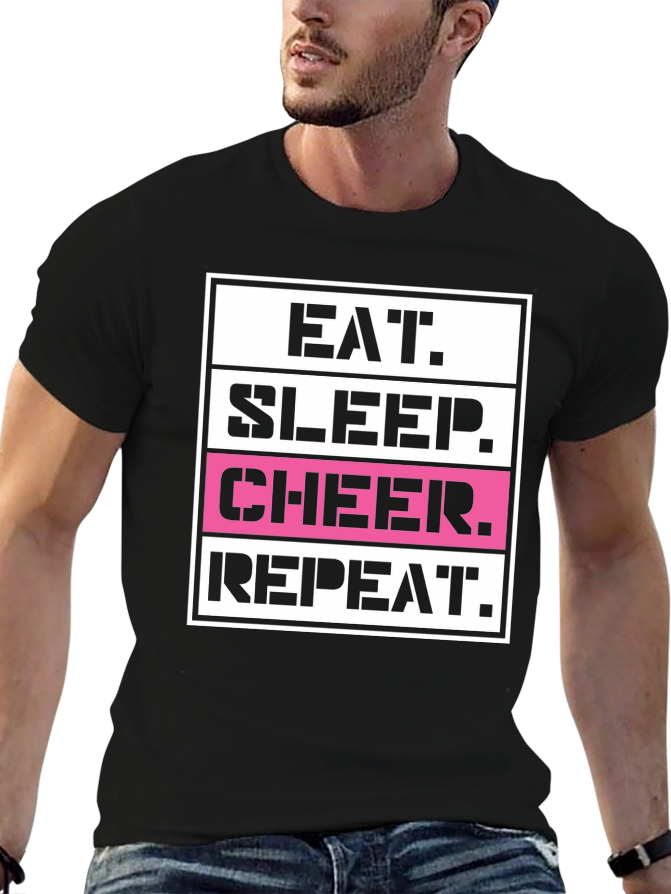 Eat Sleep Cheer Repeat Graphic T-Shirt