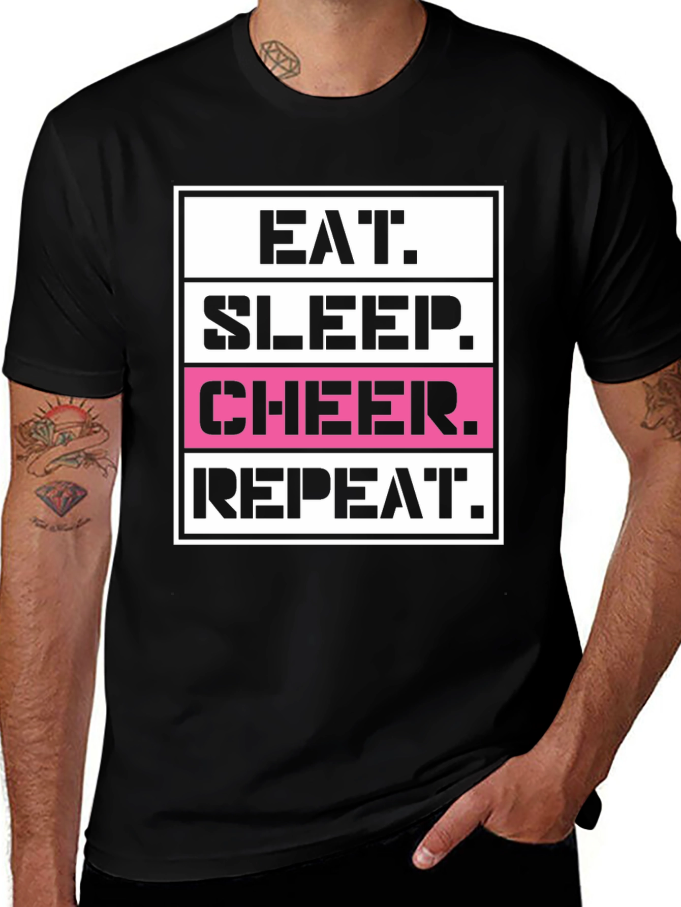 Eat Sleep Cheer Repeat Graphic T-Shirt