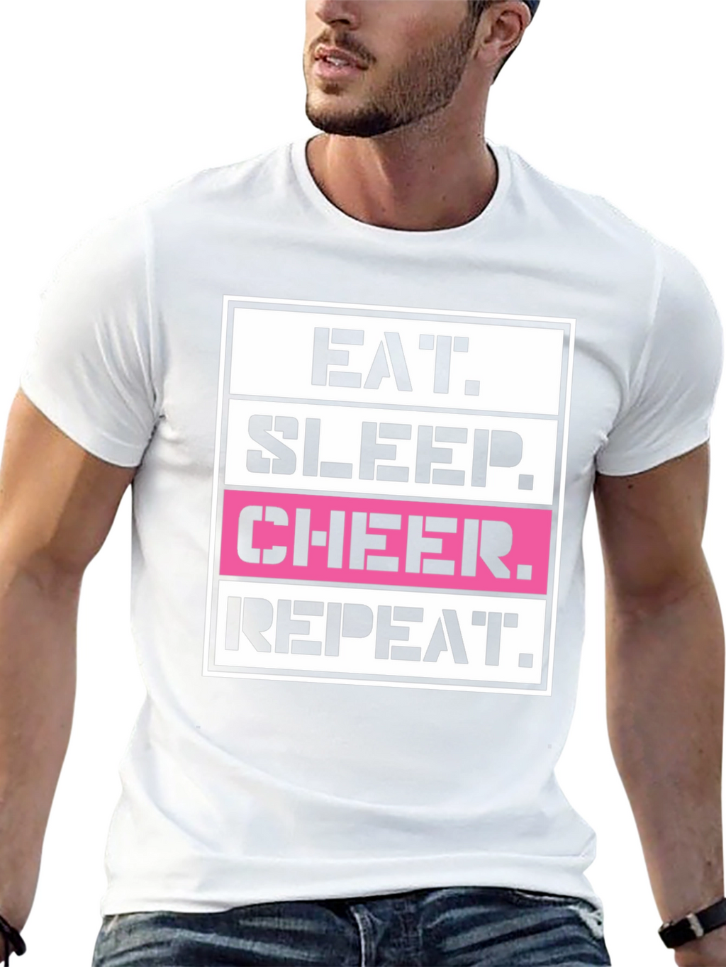 Eat Sleep Cheer Repeat Graphic T-Shirt
