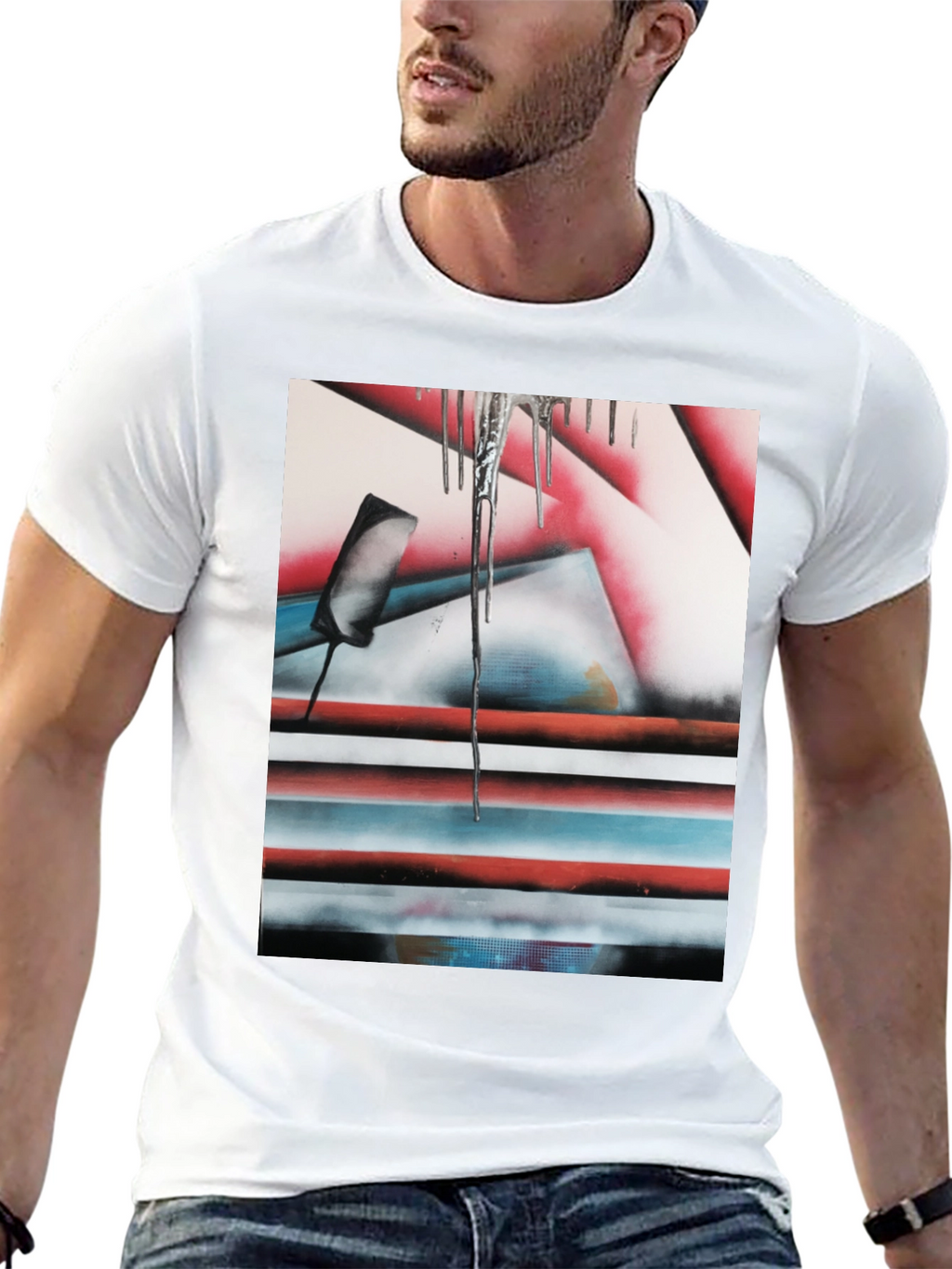 Abstract Graphic Print Tee - Black