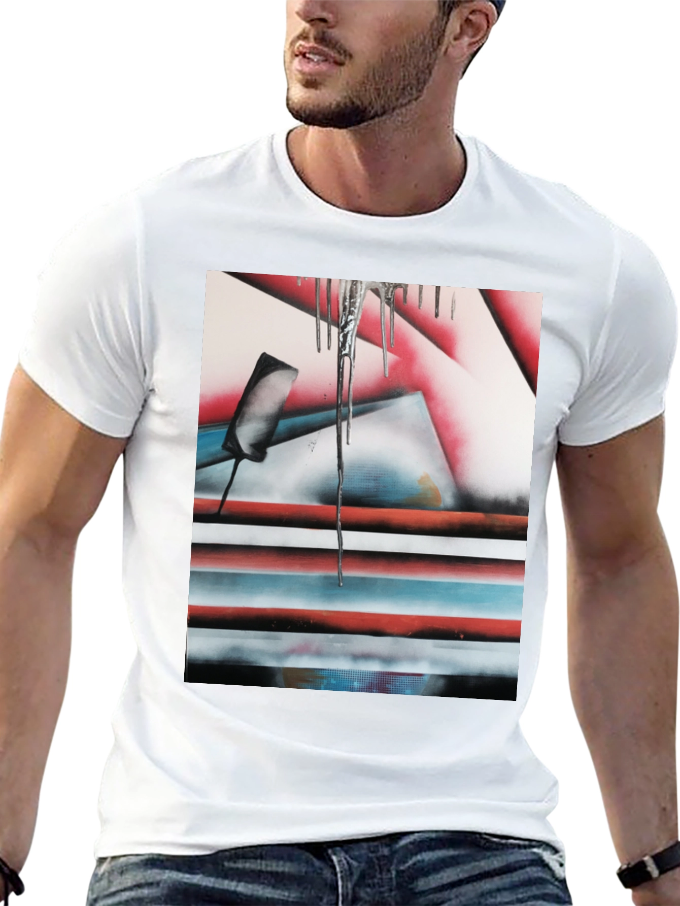 Abstract Graphic Print Tee - Black