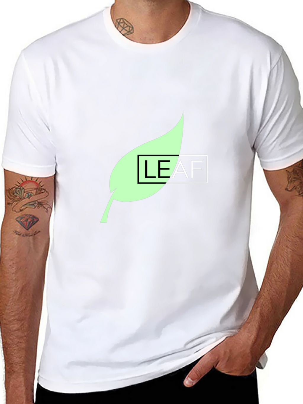 Leaf Graphic Print Black T-Shirt