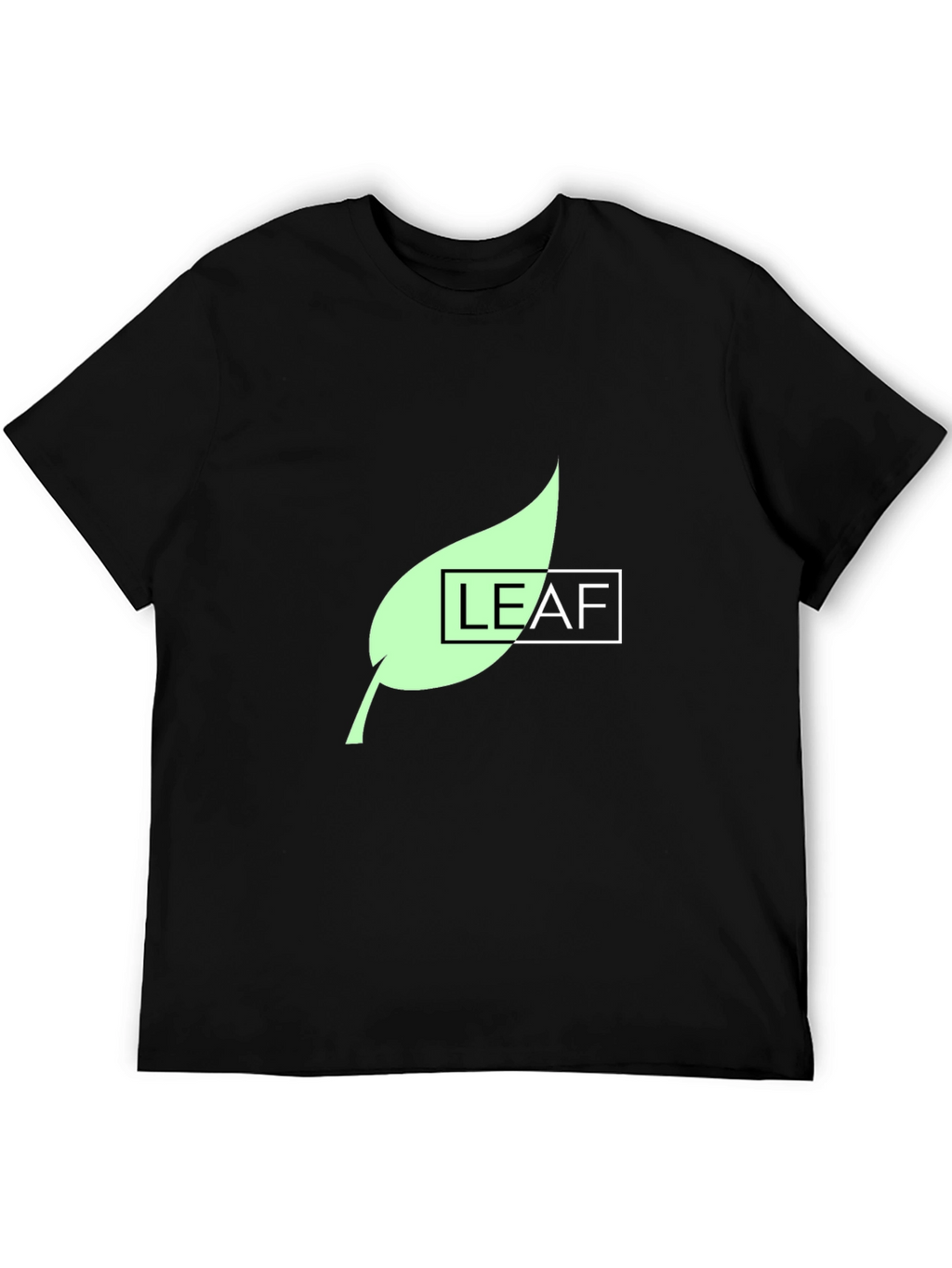 Leaf Graphic Print Black T-Shirt