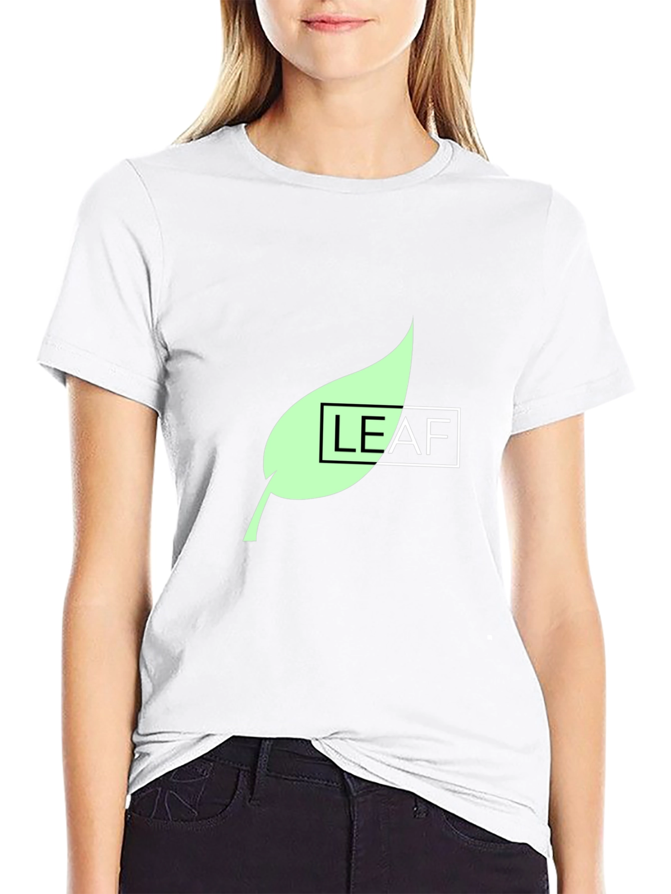 Leaf Graphic Print Black T-Shirt