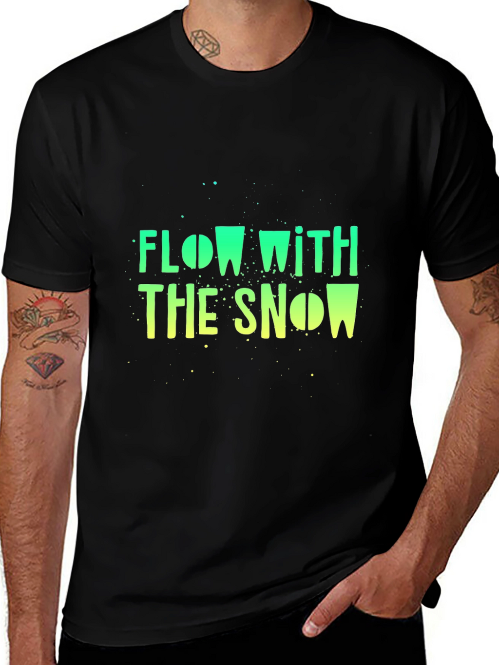 Flow With The Snow Black Graphic T-Shirt
