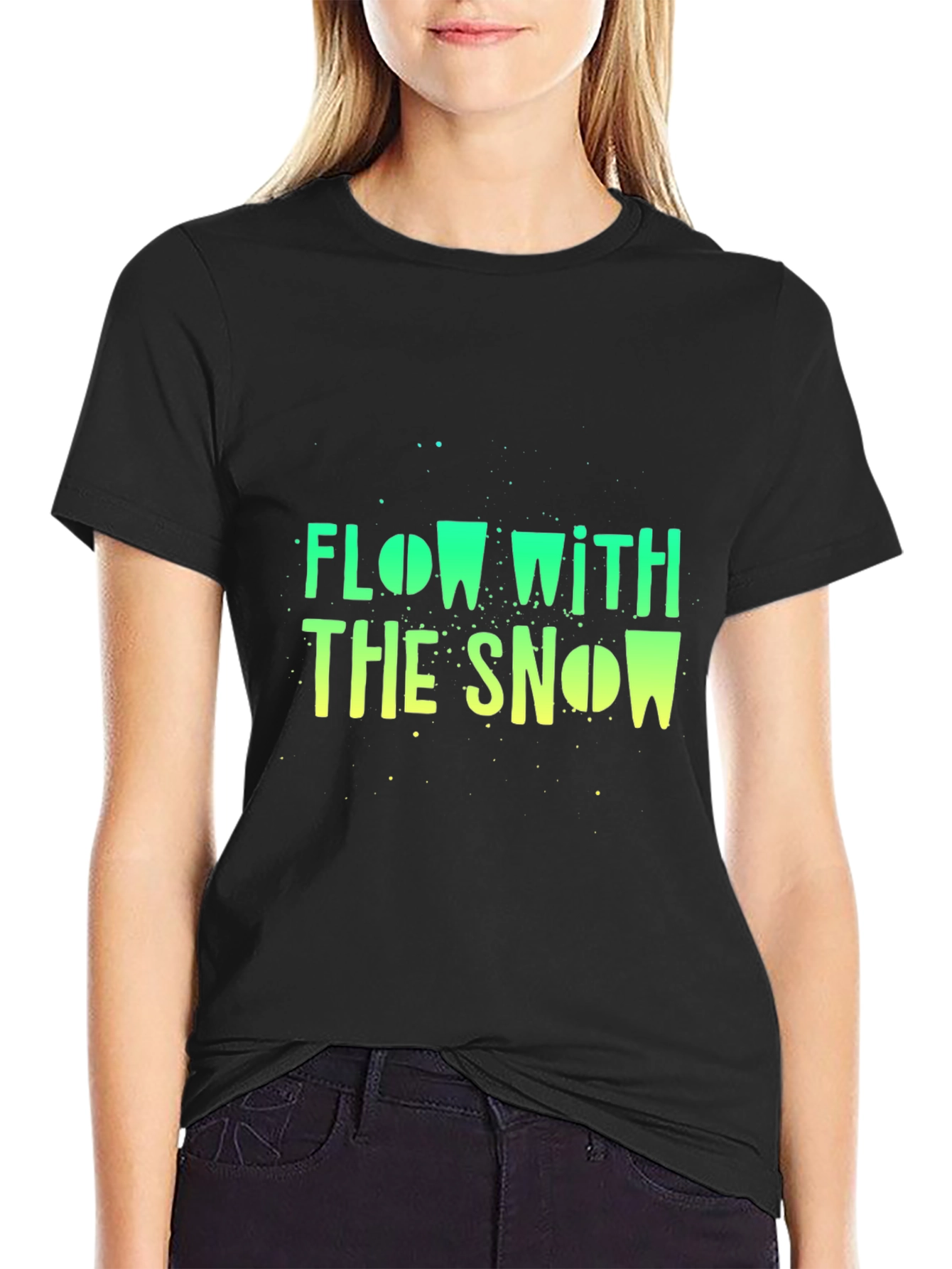 Flow With The Snow Black Graphic T-Shirt