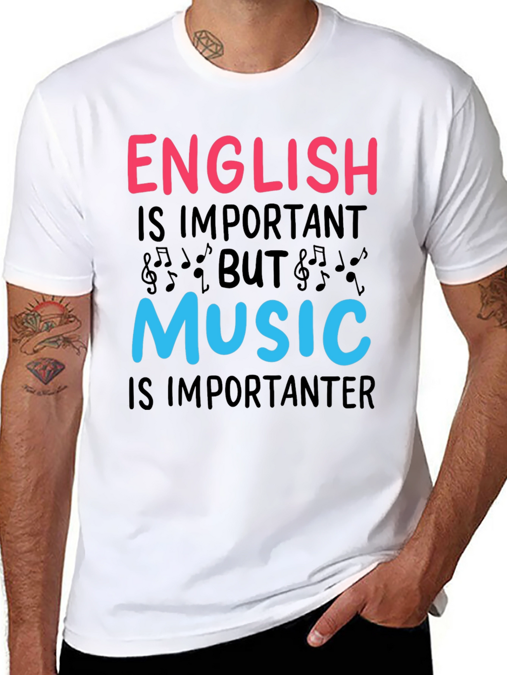 English vs Music T-Shirt - Importanter Funny Tee