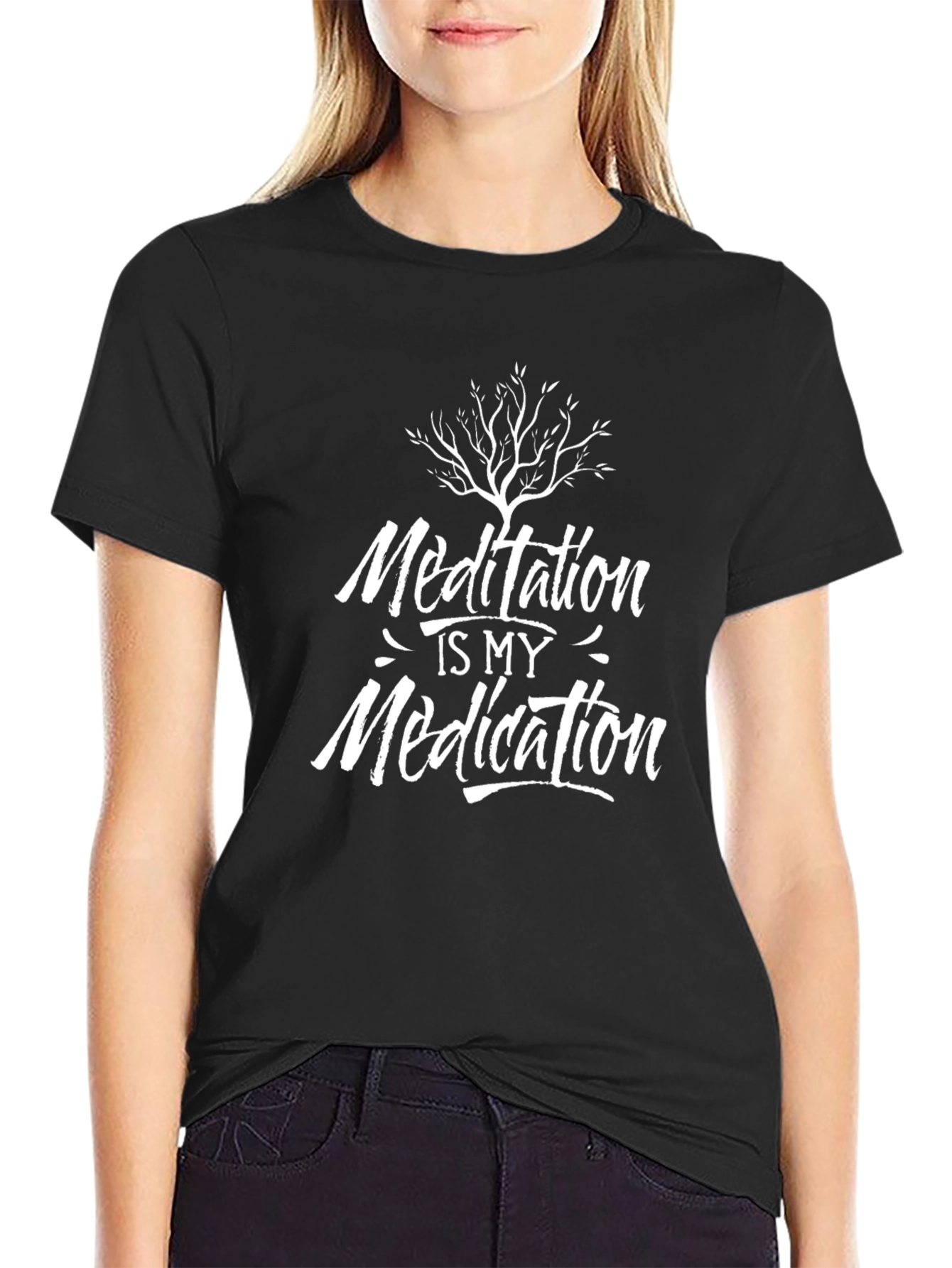 Meditation is My Medication Black Graphic Tee