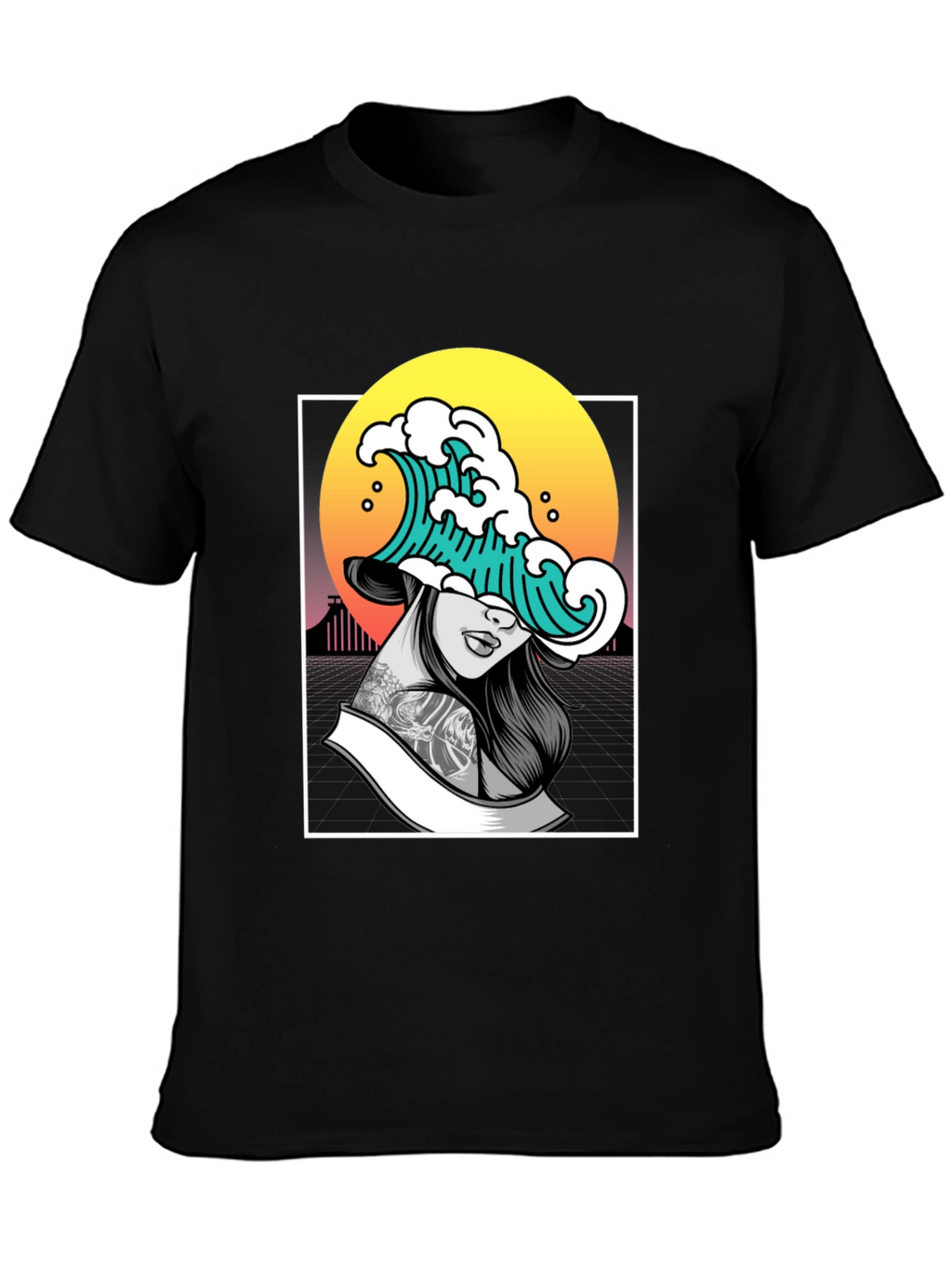 Wave Girl Graphic Black T-Shirt